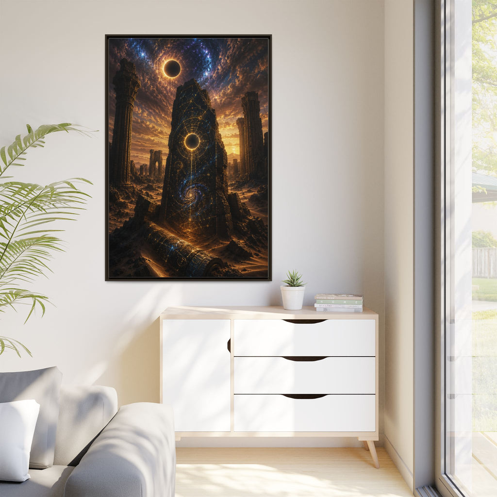 Framed Matte Canvas - Cosmic Obelisk Fantasy Wall Art