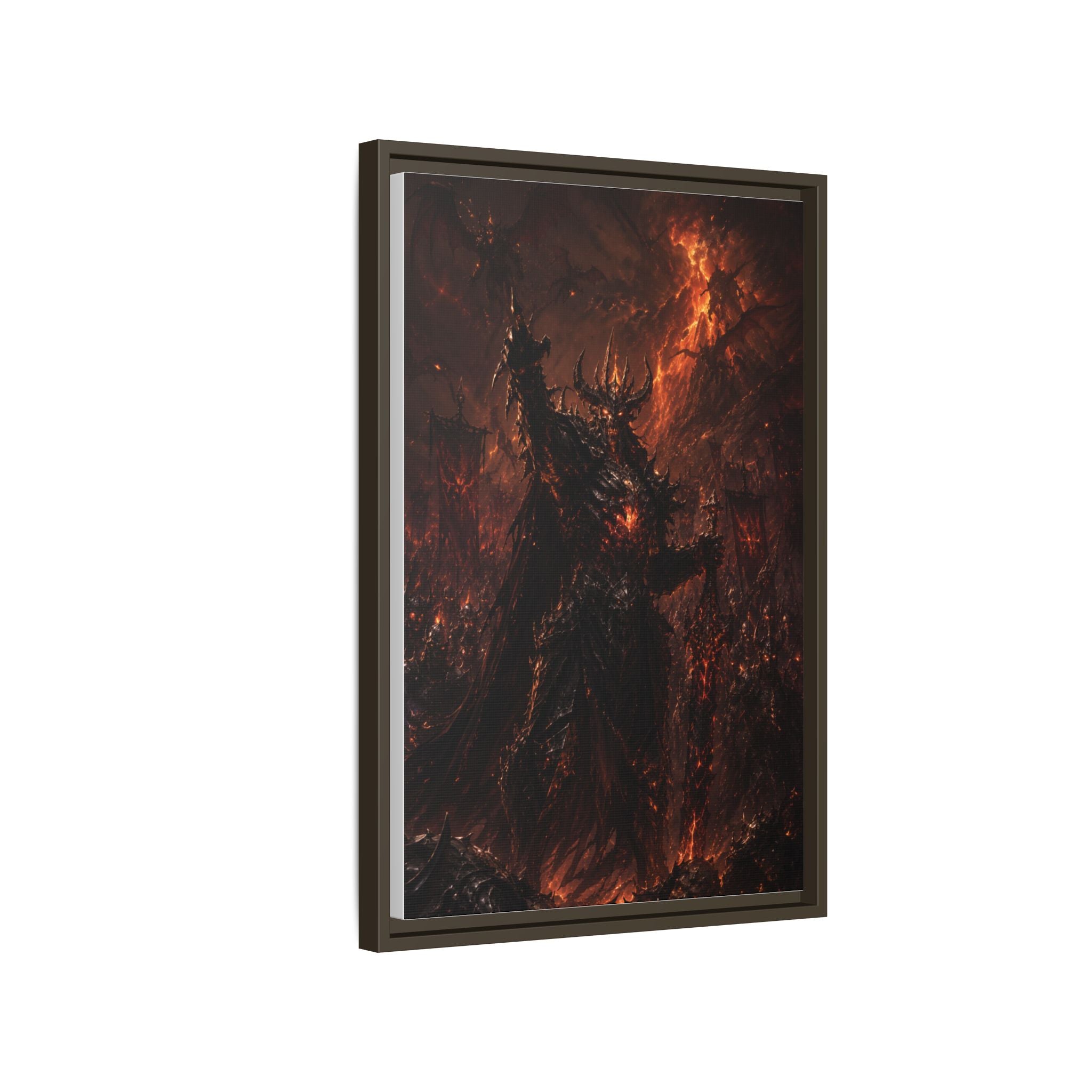Framed Matte Canvas: Infernal Dark Lord Fantasy Wall Art