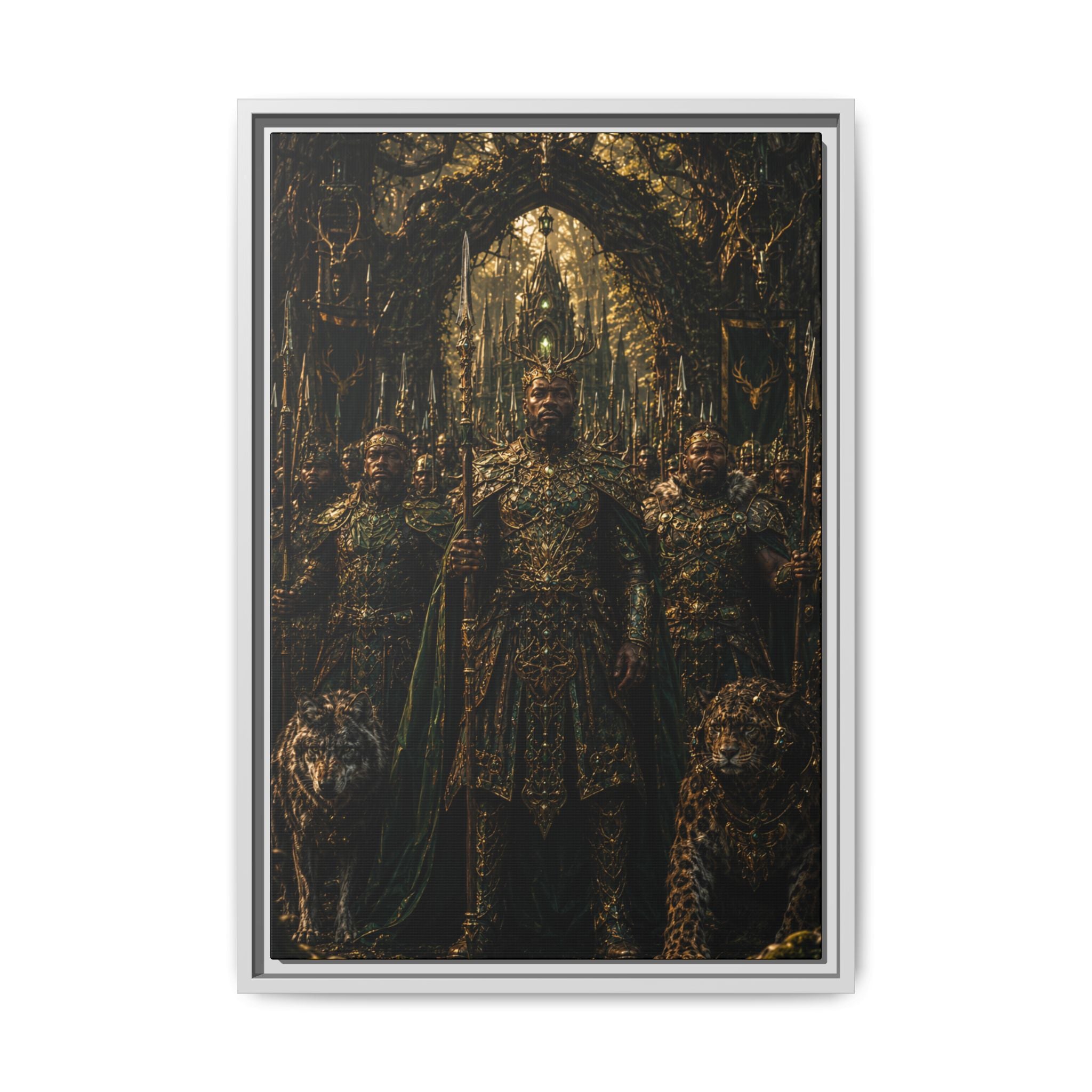 Fine Art Paper Print — Mythic Golden Warrior Court Art