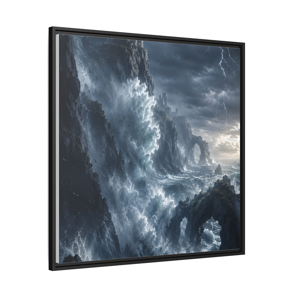 Framed Matte Canvas - Stormy Ocean Fantasy Wall Art