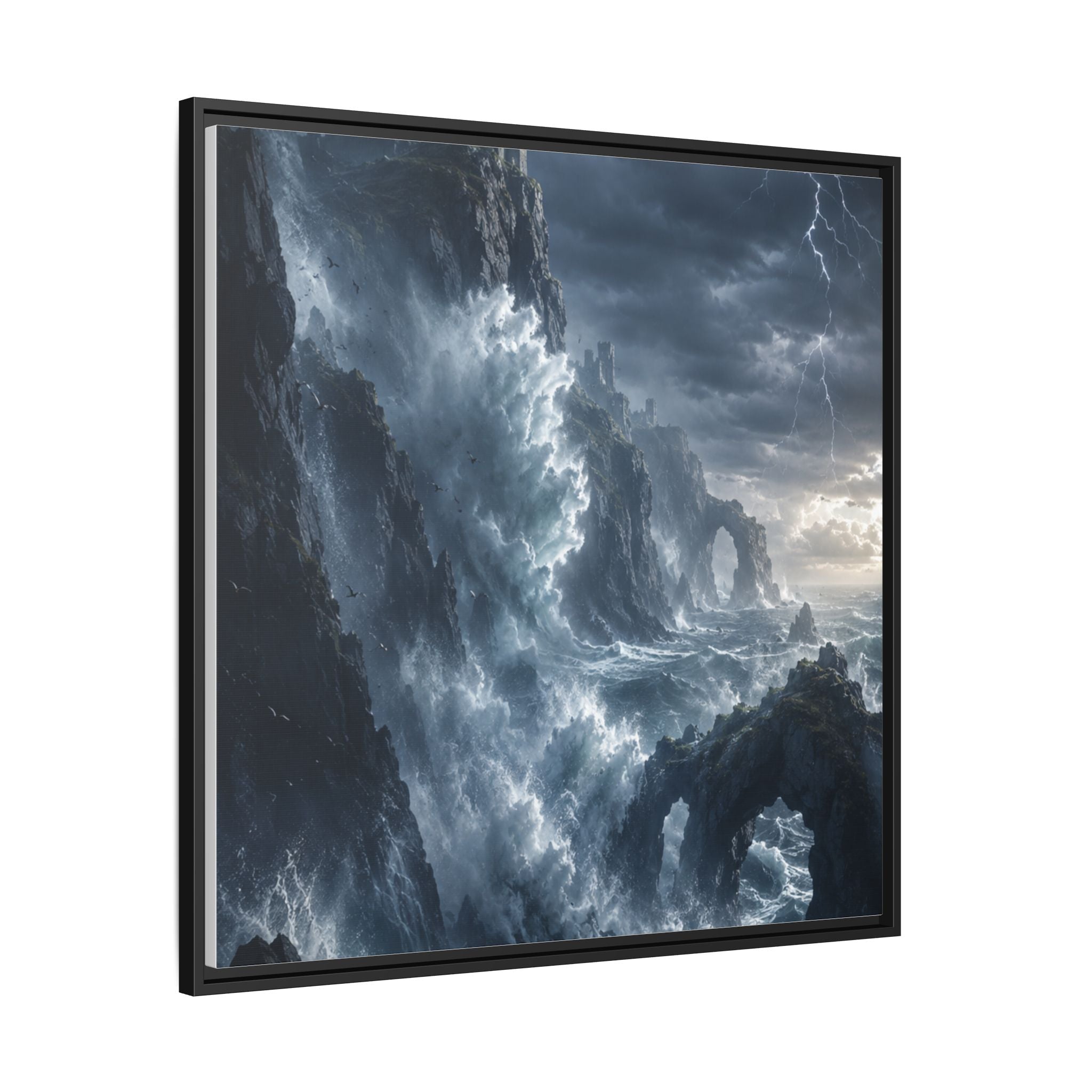 Framed Matte Canvas - Stormy Ocean Fantasy Wall Art