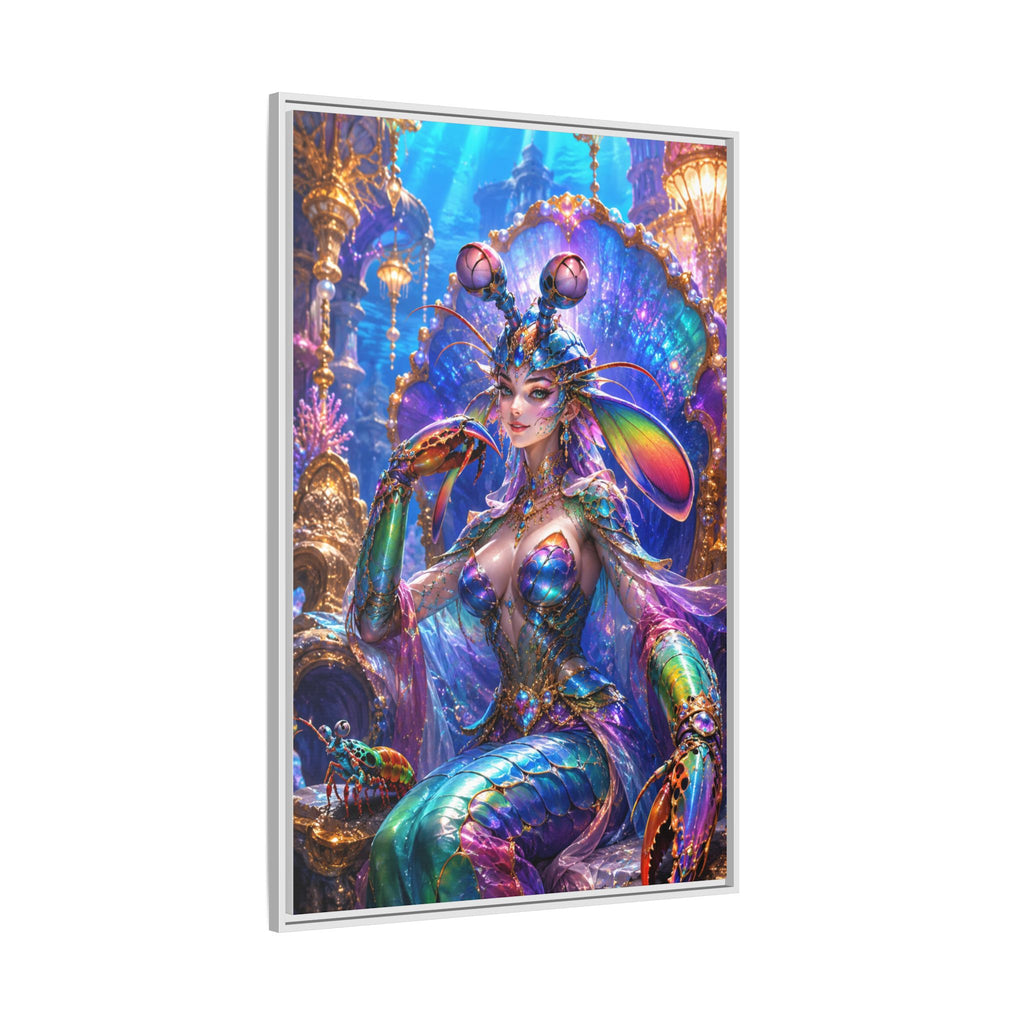 Mermaid Queen Framed Matte Canvas Art — Vibrant Fantasy Underwater Wall Decor