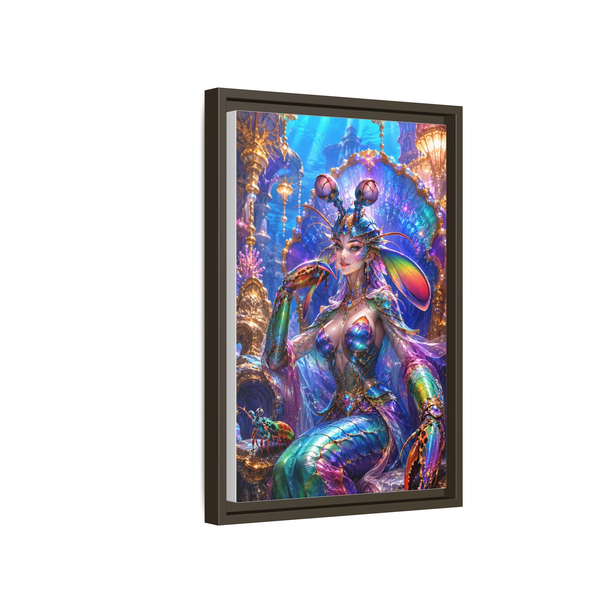 Mermaid Queen Framed Matte Canvas Art — Vibrant Fantasy Underwater Wall Decor