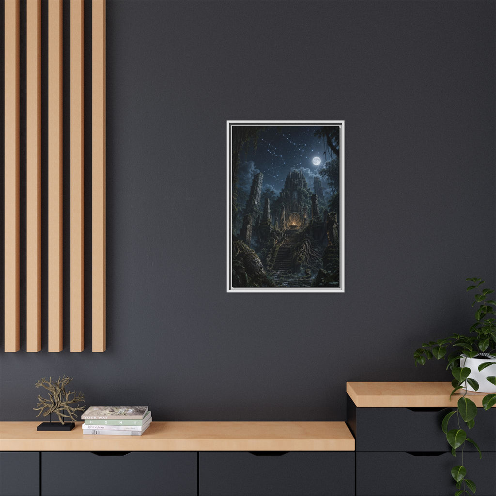 Framed Matte Canvas - Moonlit Ruins Fantasy Wall Art