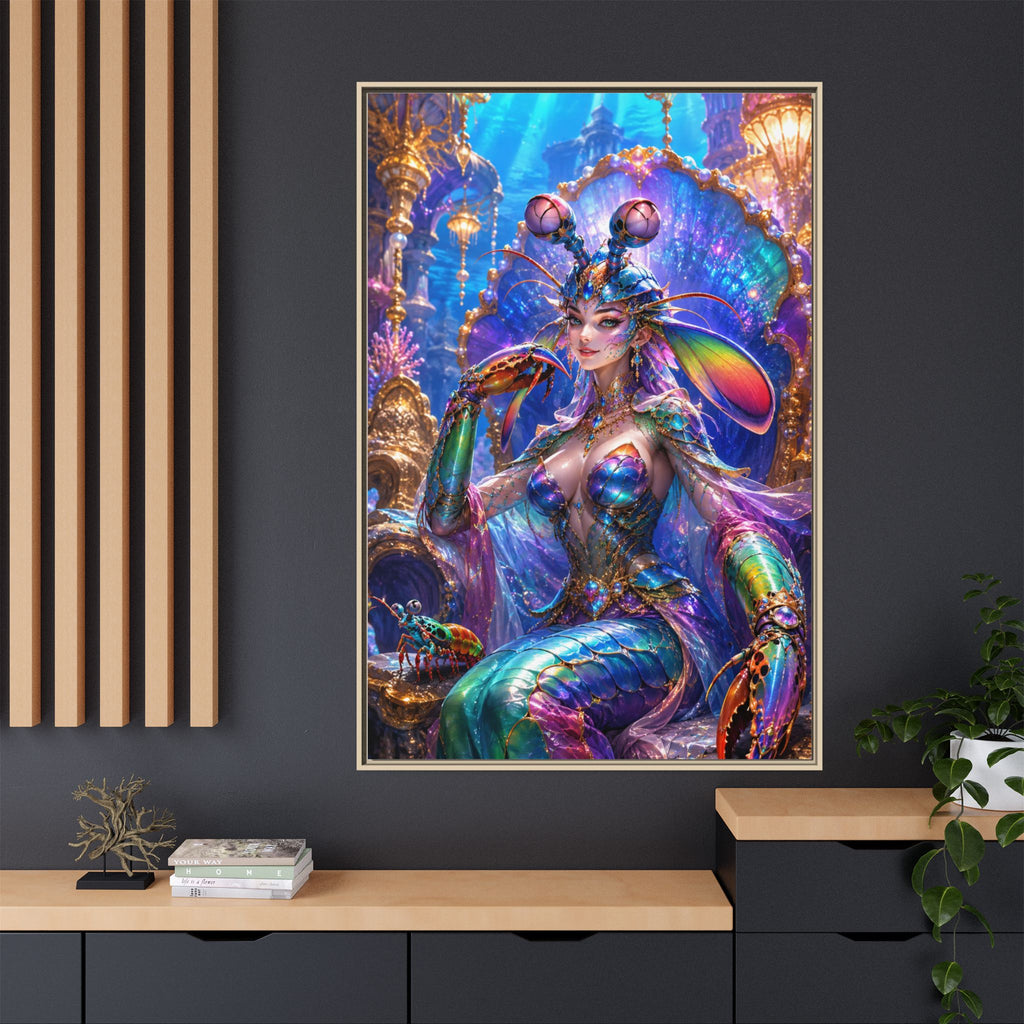 Mermaid Queen Framed Matte Canvas Art — Vibrant Fantasy Underwater Wall Decor