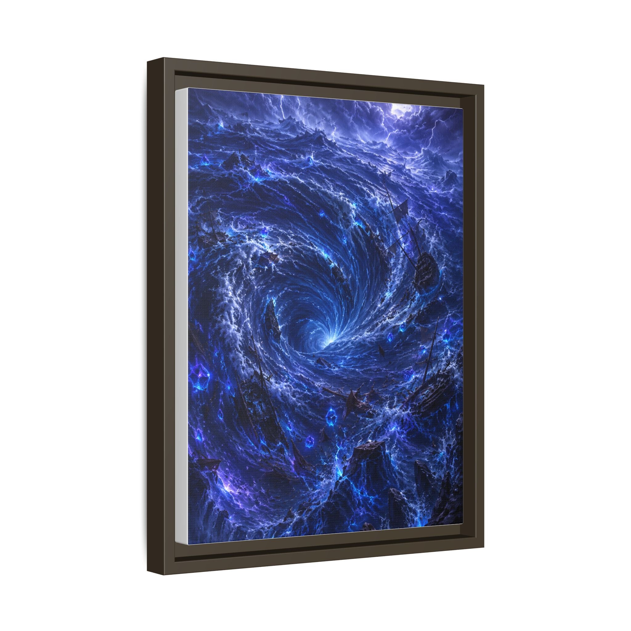 Framed Matte Canvas - Blue Cosmic Vortex Wall Art