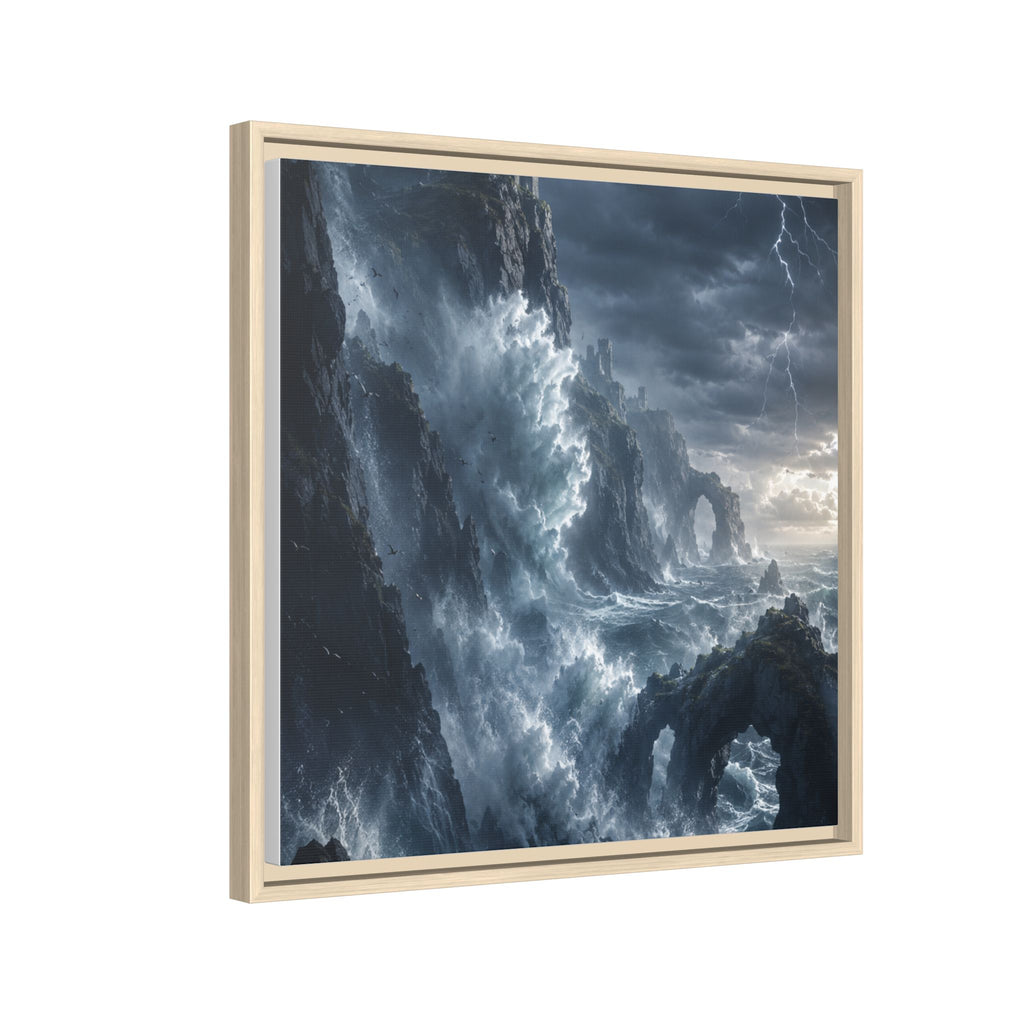 Framed Matte Canvas - Stormy Ocean Fantasy Wall Art
