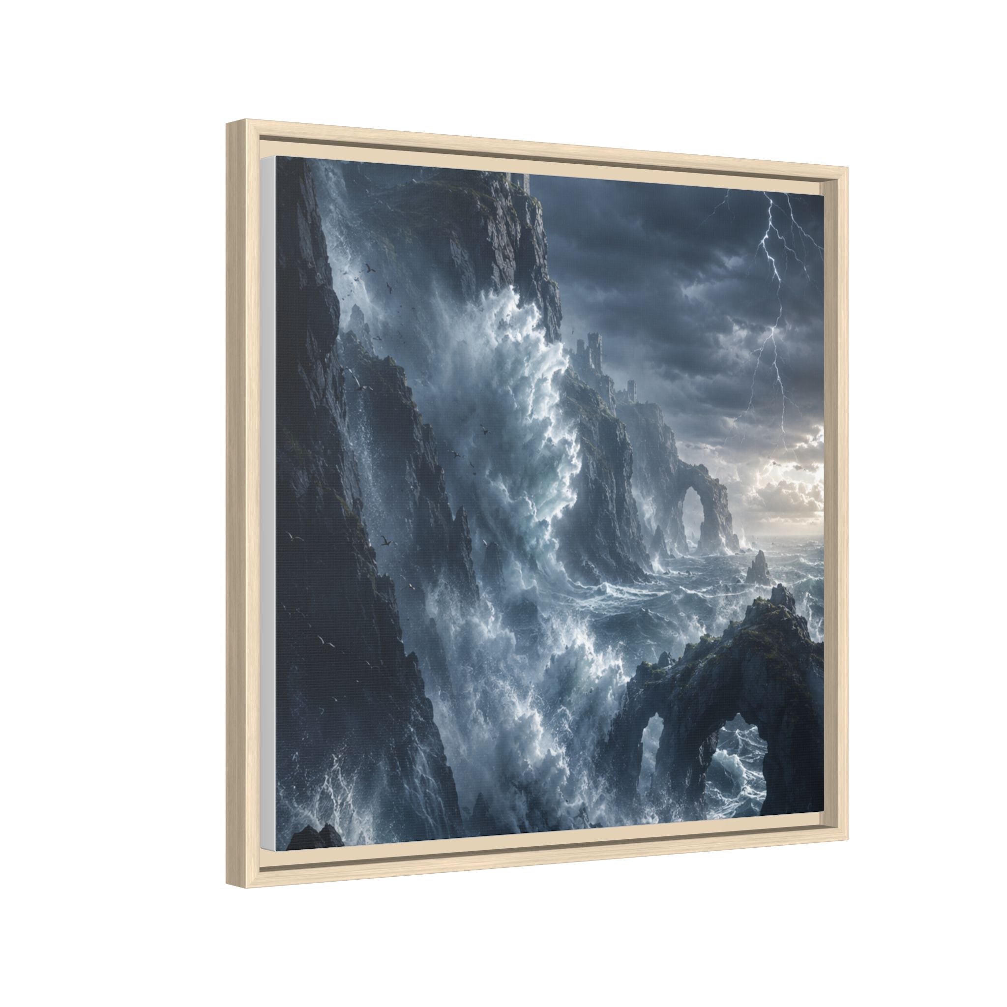 Framed Matte Canvas - Stormy Ocean Fantasy Wall Art