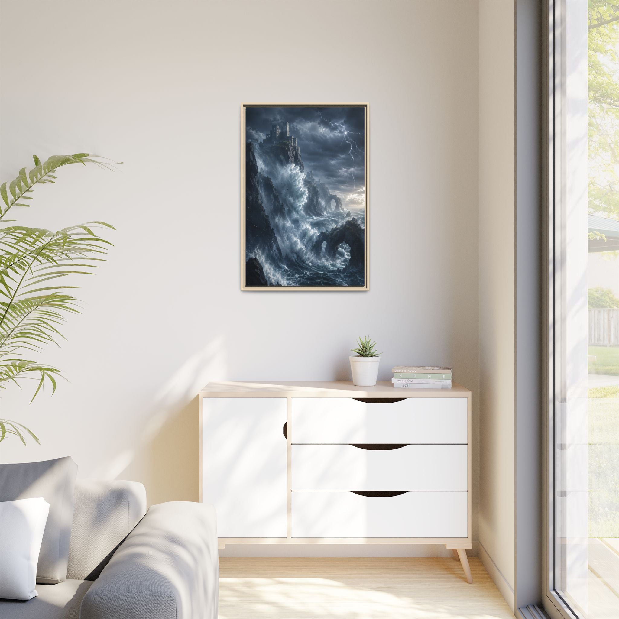 Framed Matte Canvas - Stormy Ocean Fantasy Wall Art