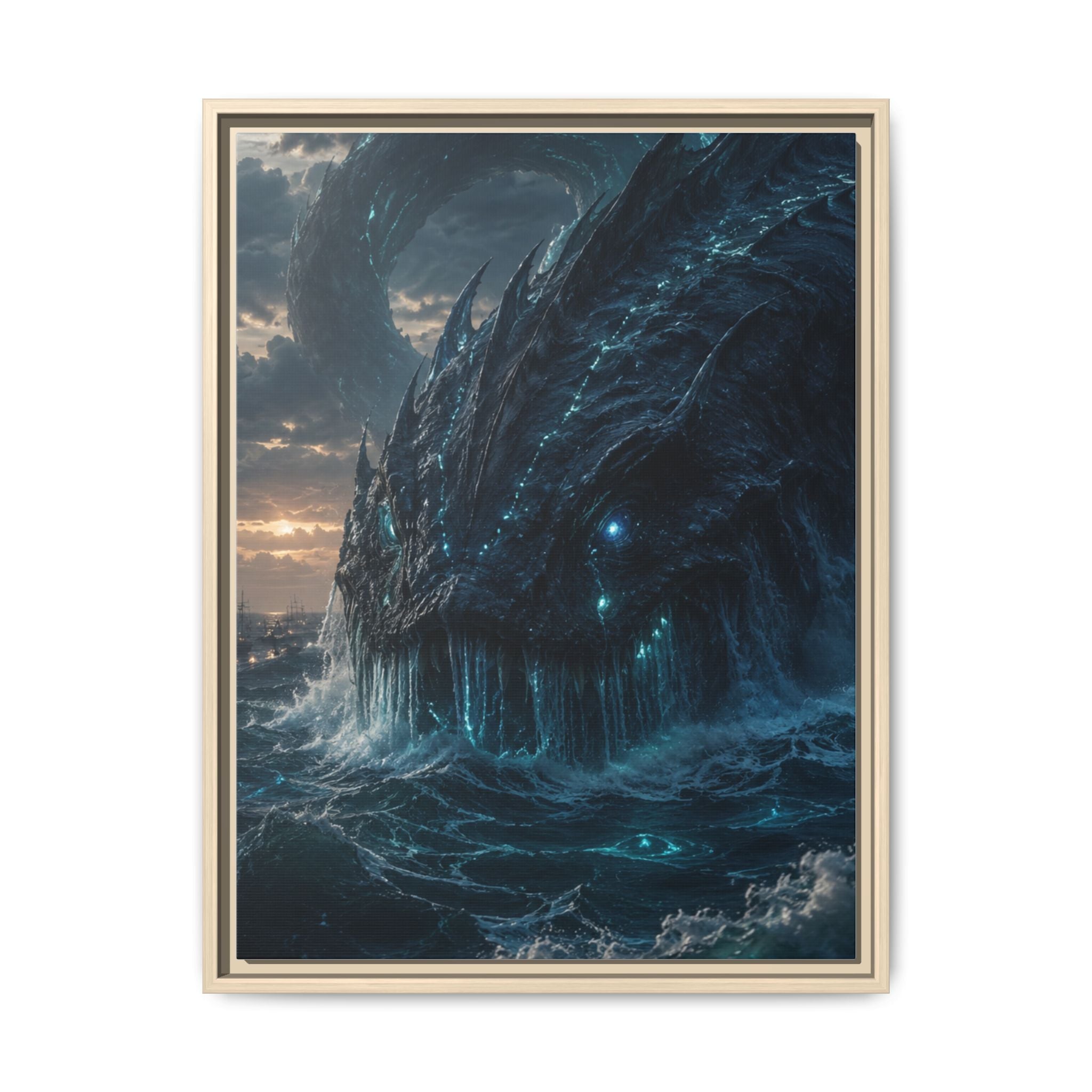 Framed Matte Canvas - Mythic Sea Leviathan Wall Art