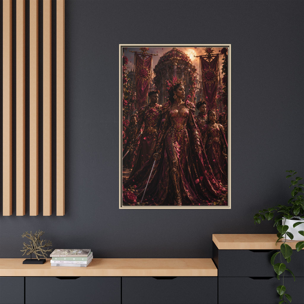 Framed Matte Canvas Art — Regal Fantasy Queen Portrait
