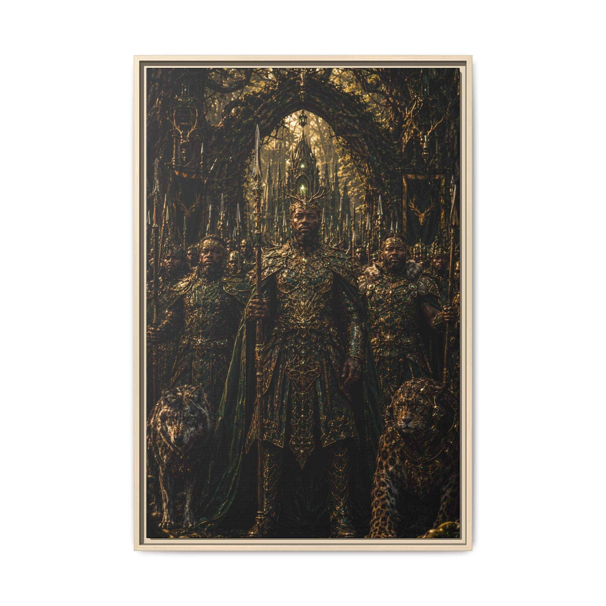 Fine Art Paper Print — Mythic Golden Warrior Court Art