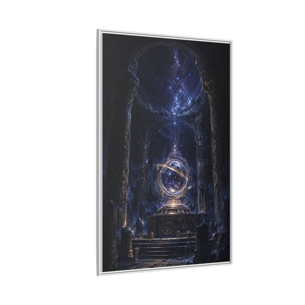 Framed Cosmic Temple Matte Canvas Art — Mystic Astral Orb Wall Decor