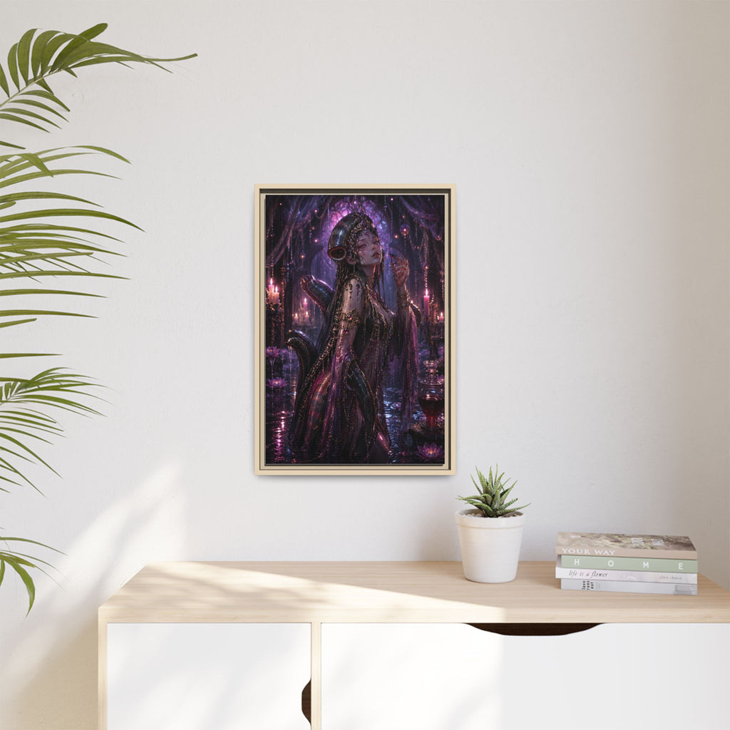 Gothic Fantasy Goddess Matte Canvas Print — Framed Dark Purple Wall Art