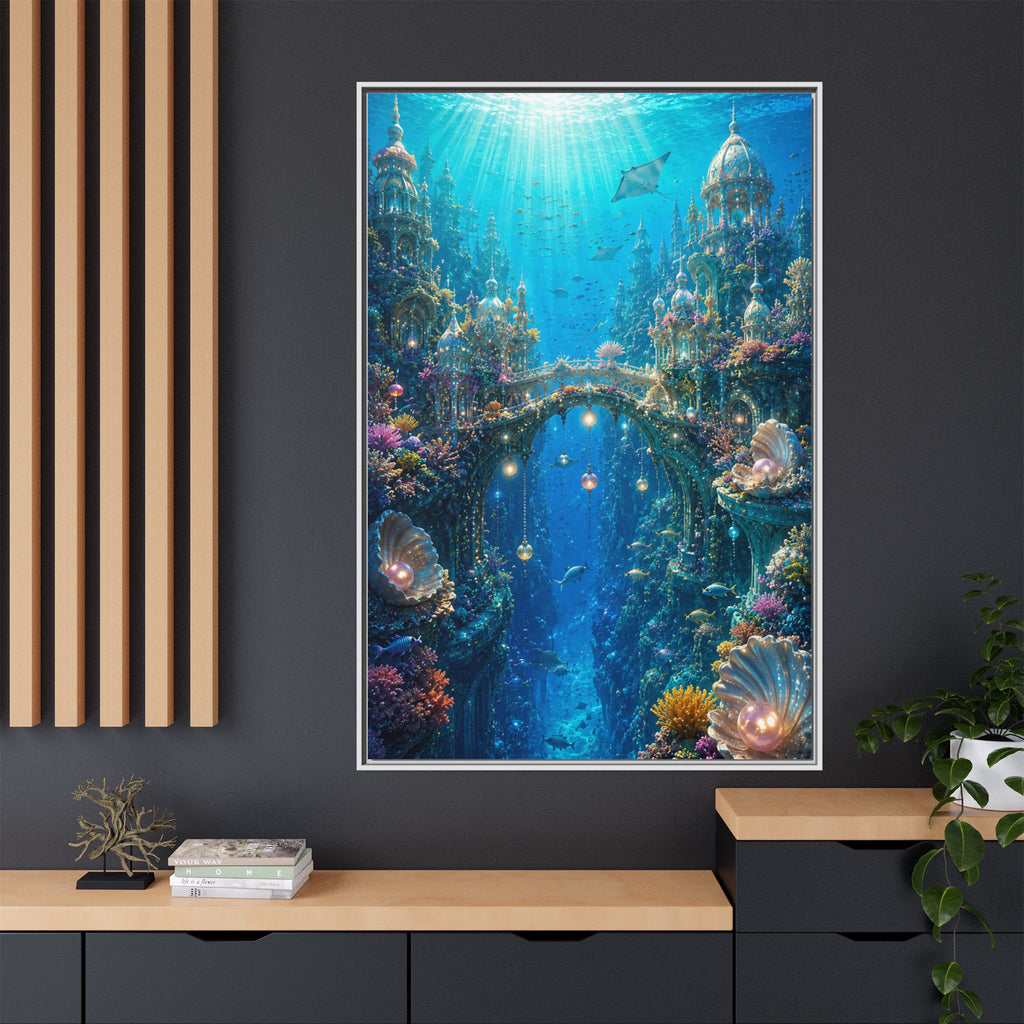 Underwater Fantasy Canvas Print — Framed Matte Ocean City Wall Art