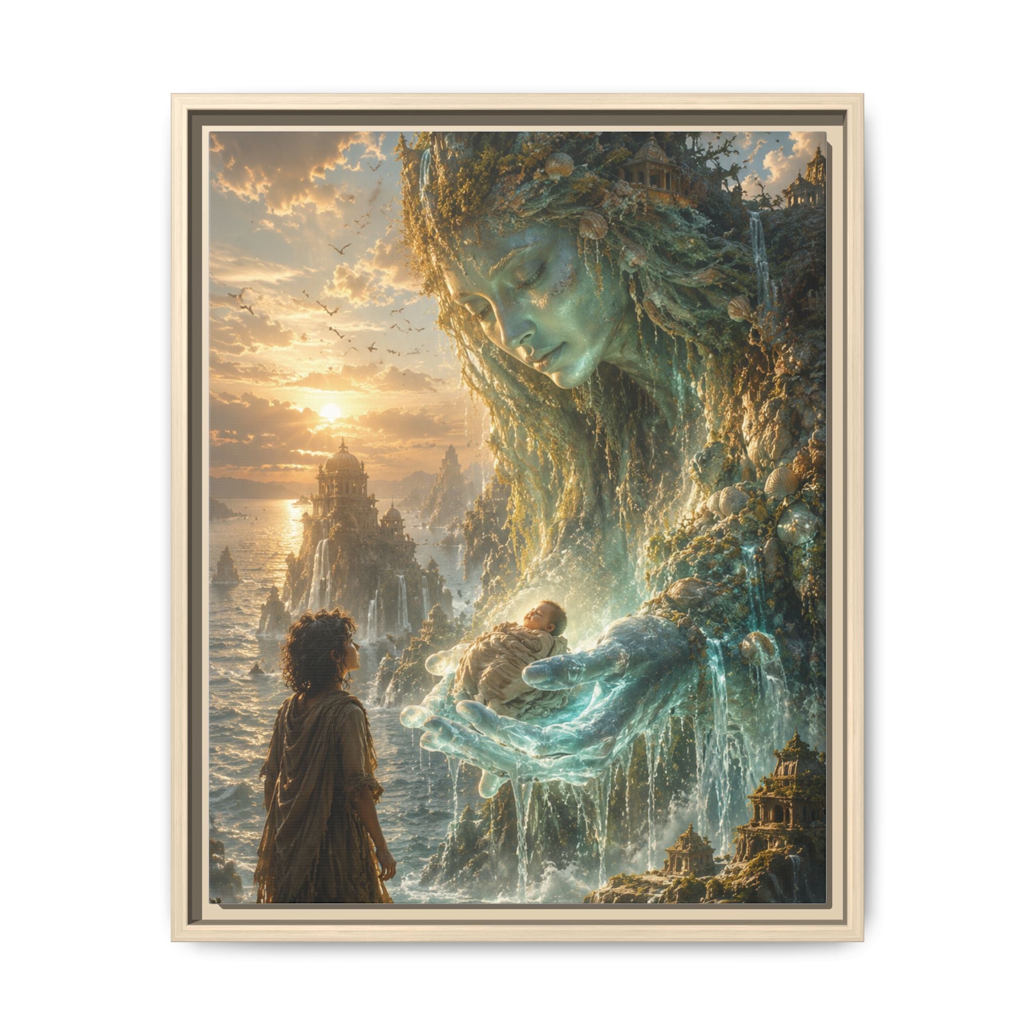 Framed Matte Canvas Print — Ocean Spirit Guardian Fantasy Art