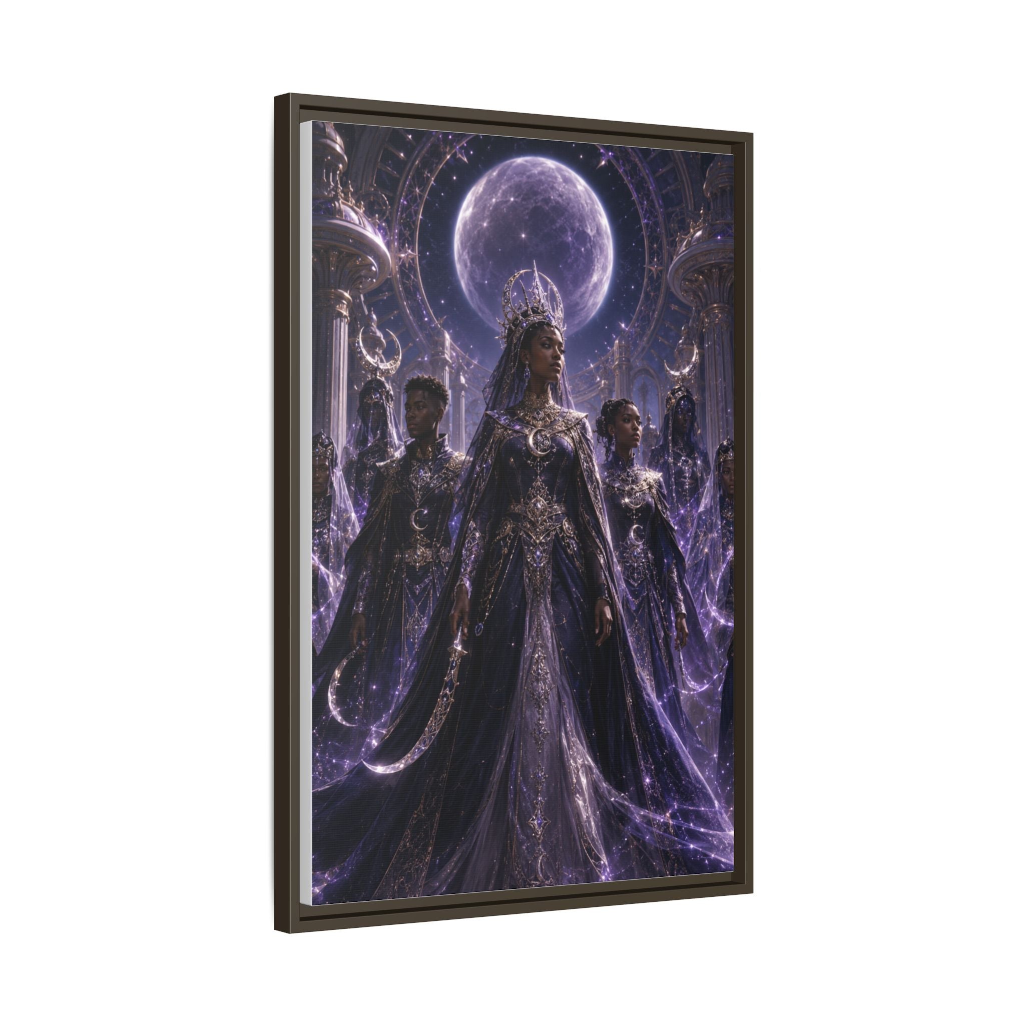 Mystic Moon Queen Framed Matte Canvas Print — Fantasy Royalty Wall Art