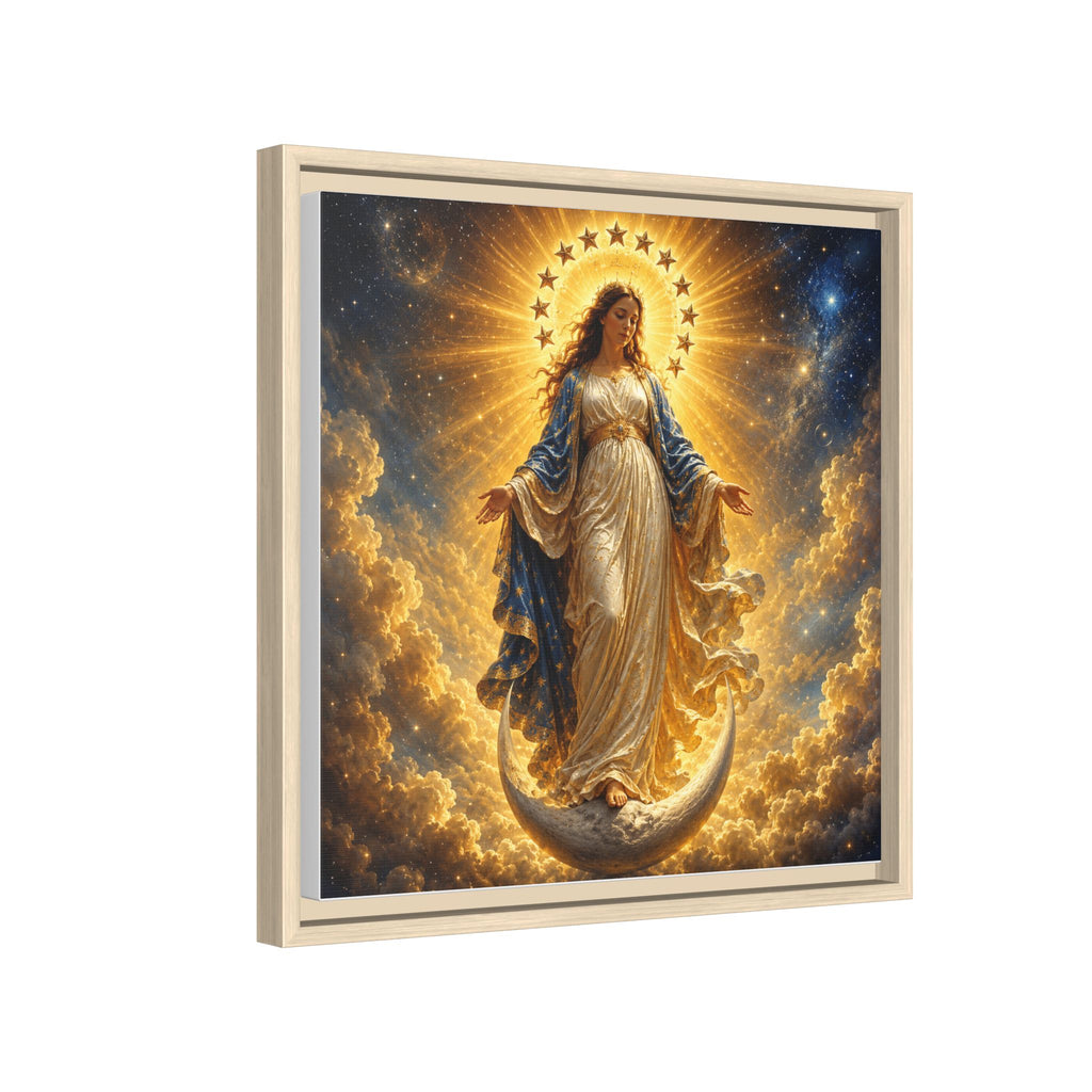 Madonna and Childlike Grace Framed Matte Canvas – Radiant Virgin Mary Wall Art