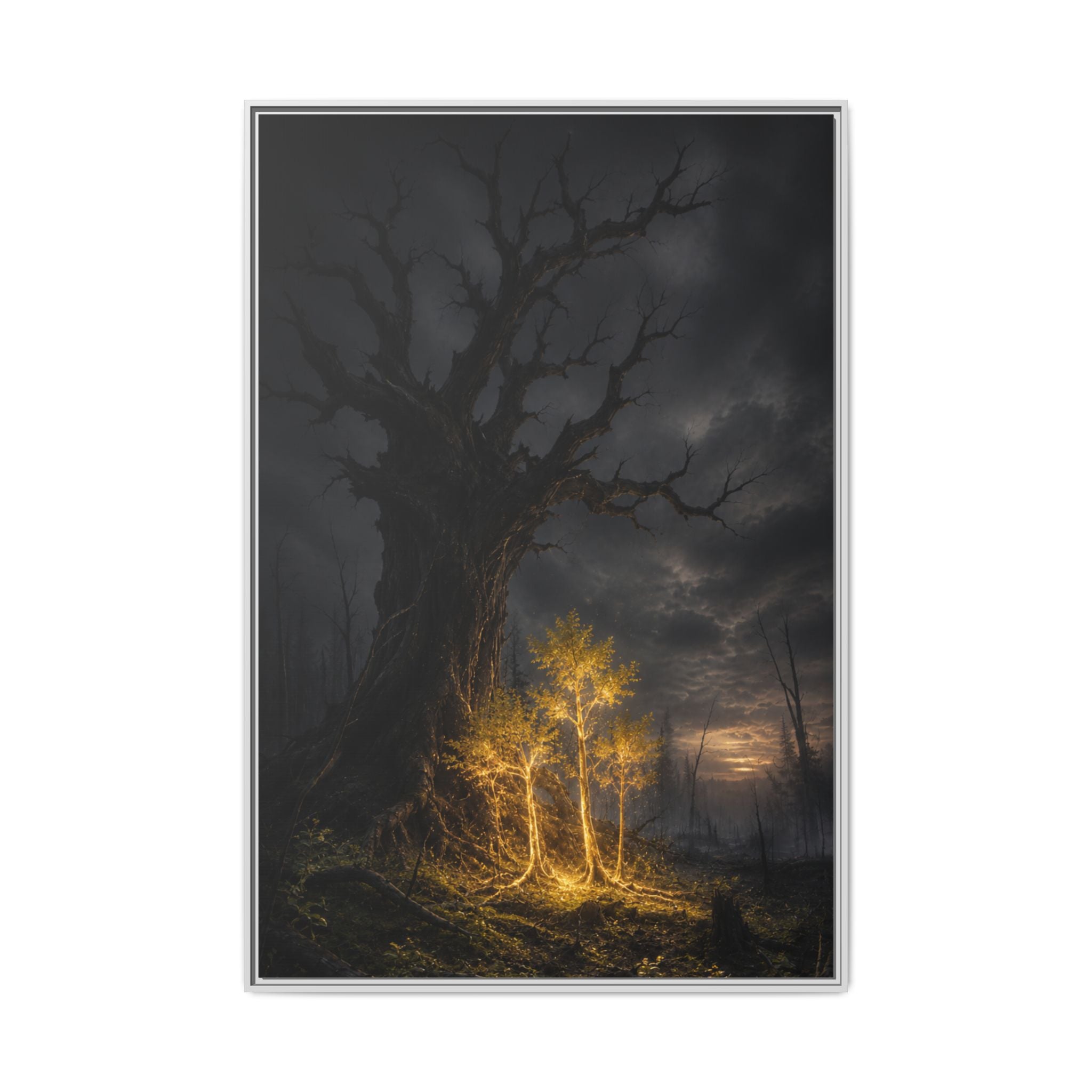 Framed Matte Canvas — Glowing Enchanted Tree Wall Art