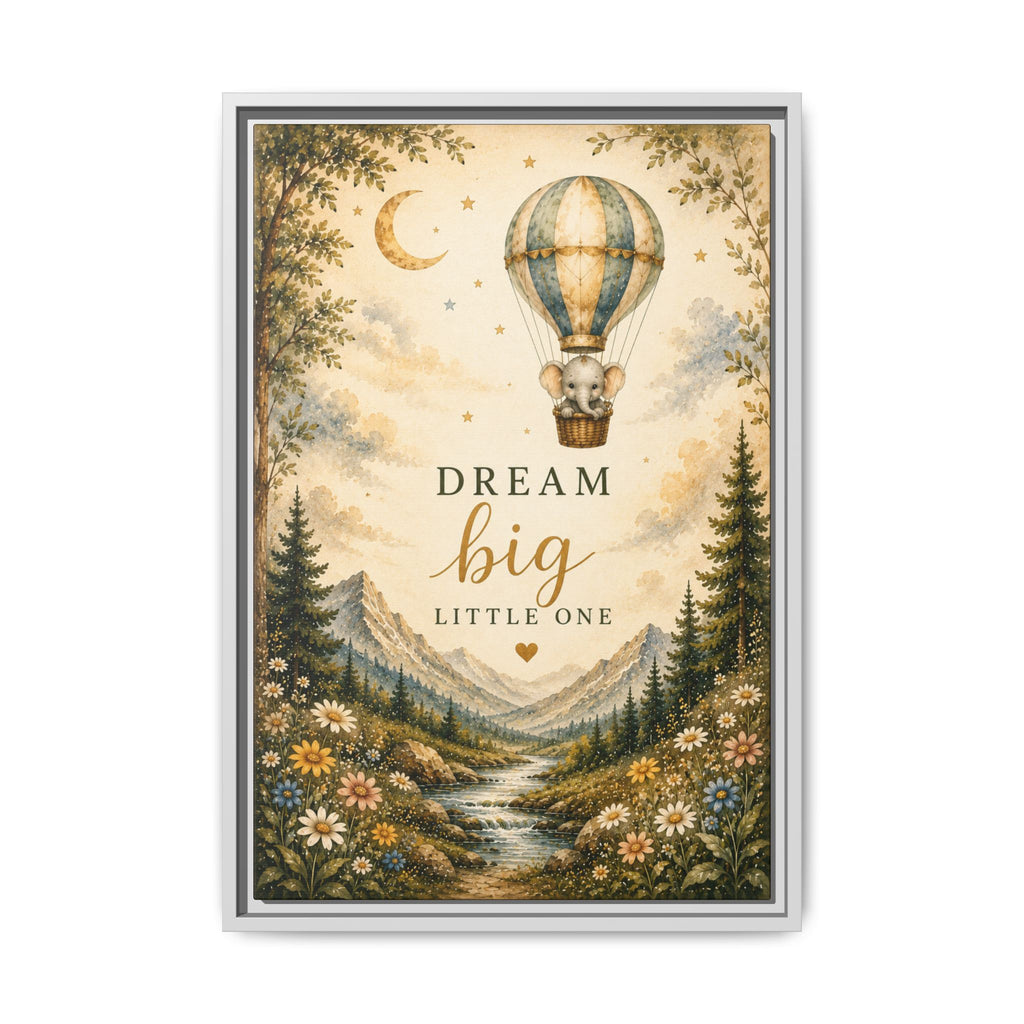 Dream Big Little One Hot Air Balloon Nursery Art Print, Canvas