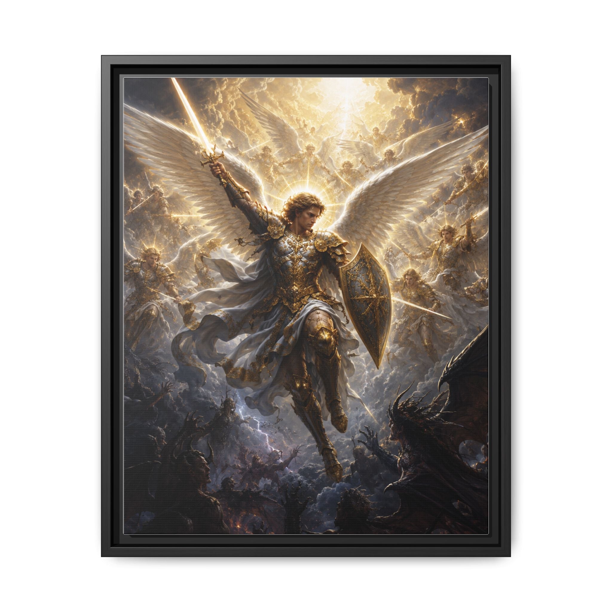 Framed Matte Canvas: Radiant Archangel Wall Art