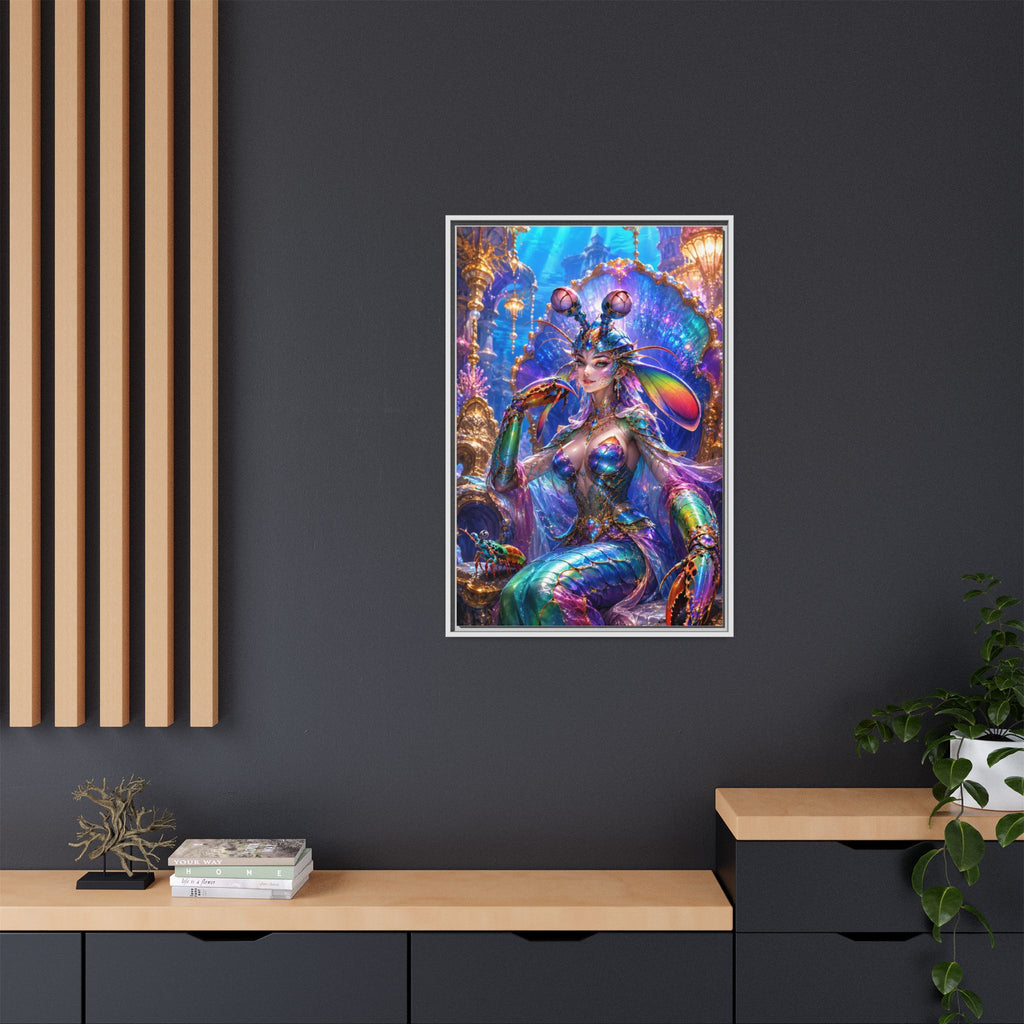 Mermaid Queen Framed Matte Canvas Art — Vibrant Fantasy Underwater Wall Decor