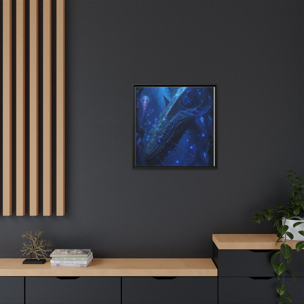 Framed Matte Canvas Art - Deep Sea Leviathan Fantasy Print