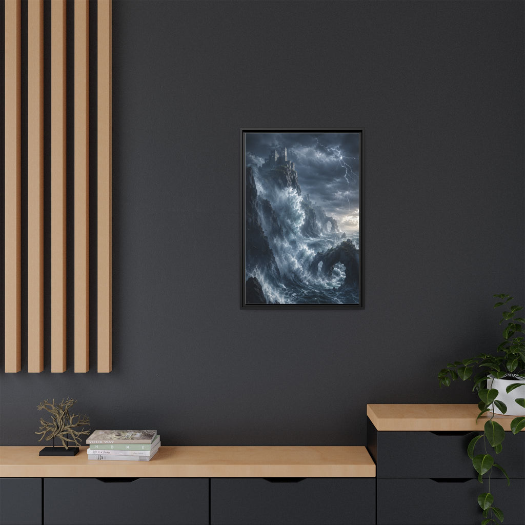 Framed Matte Canvas - Stormy Ocean Fantasy Wall Art
