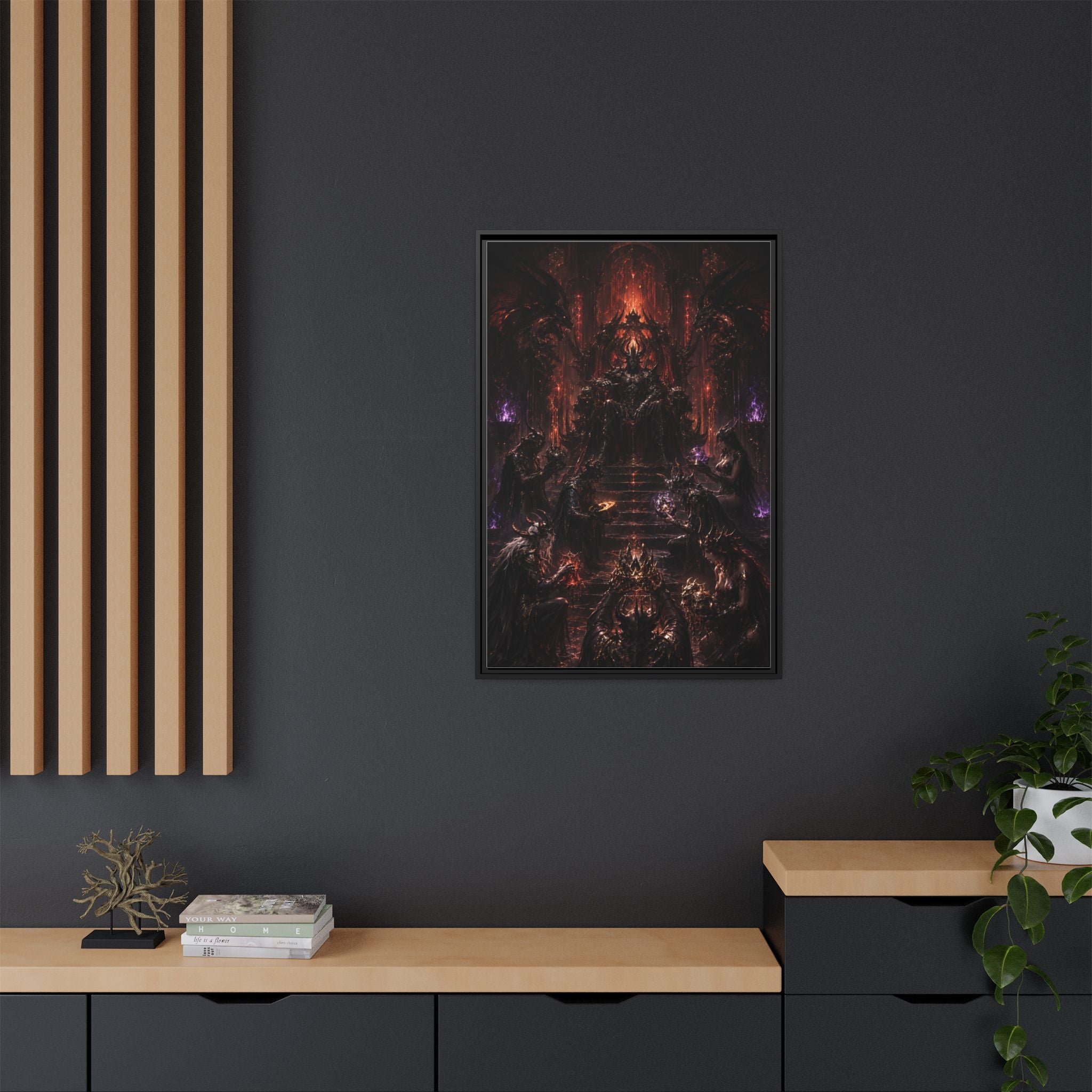 Dark Fantasy Throne Room Matte Canvas Print (Framed)