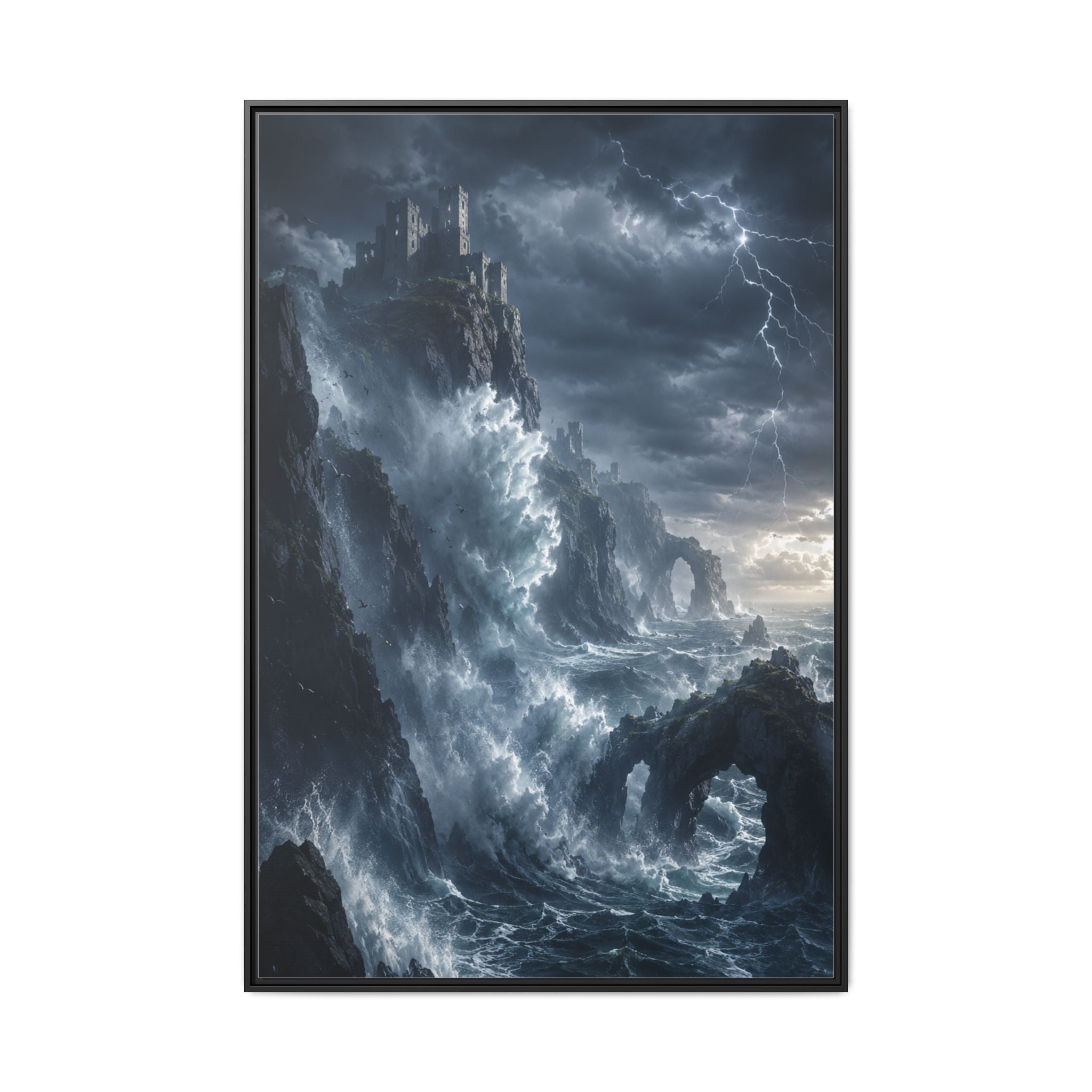 Framed Matte Canvas - Stormy Ocean Fantasy Wall Art
