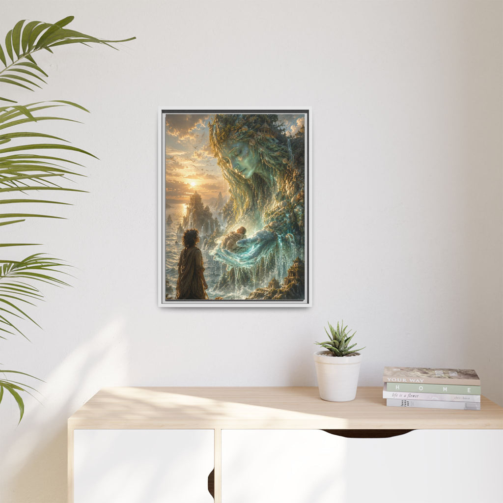 Framed Matte Canvas Print — Ocean Spirit Guardian Fantasy Art
