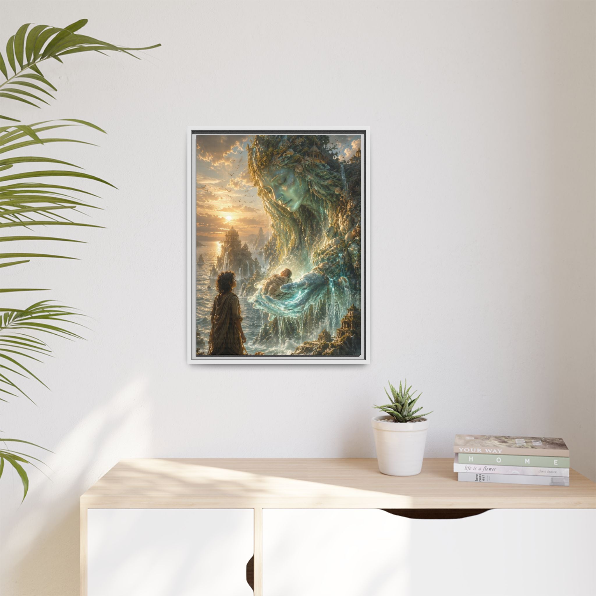 Framed Matte Canvas Print — Ocean Spirit Guardian Fantasy Art