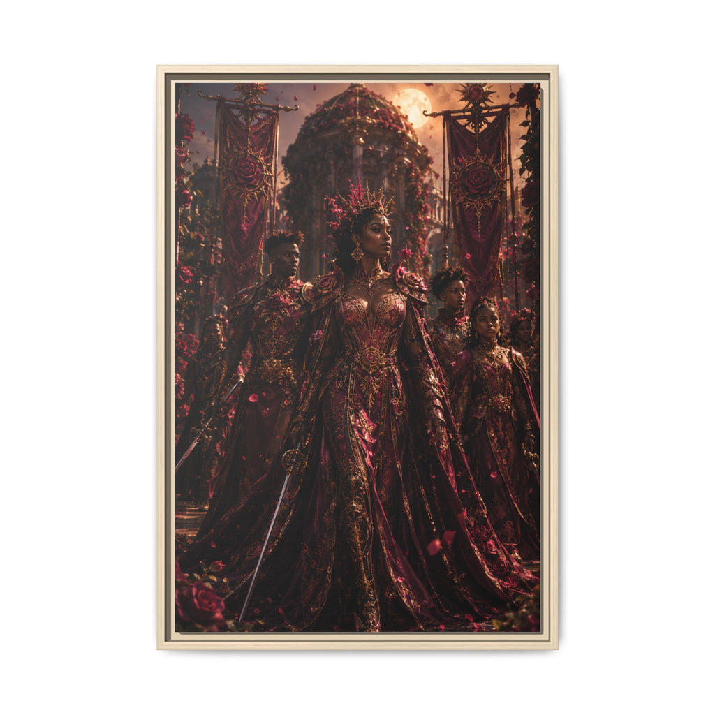 Framed Matte Canvas Art — Regal Fantasy Queen Portrait