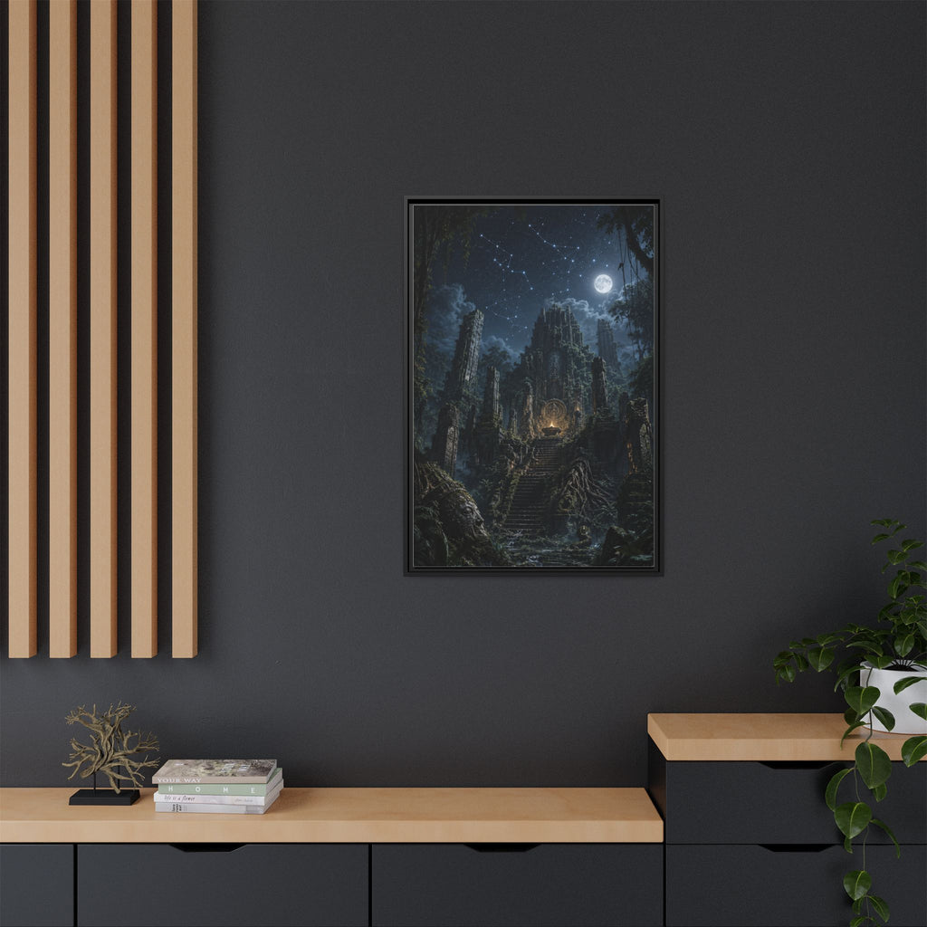 Framed Matte Canvas - Moonlit Ruins Fantasy Wall Art