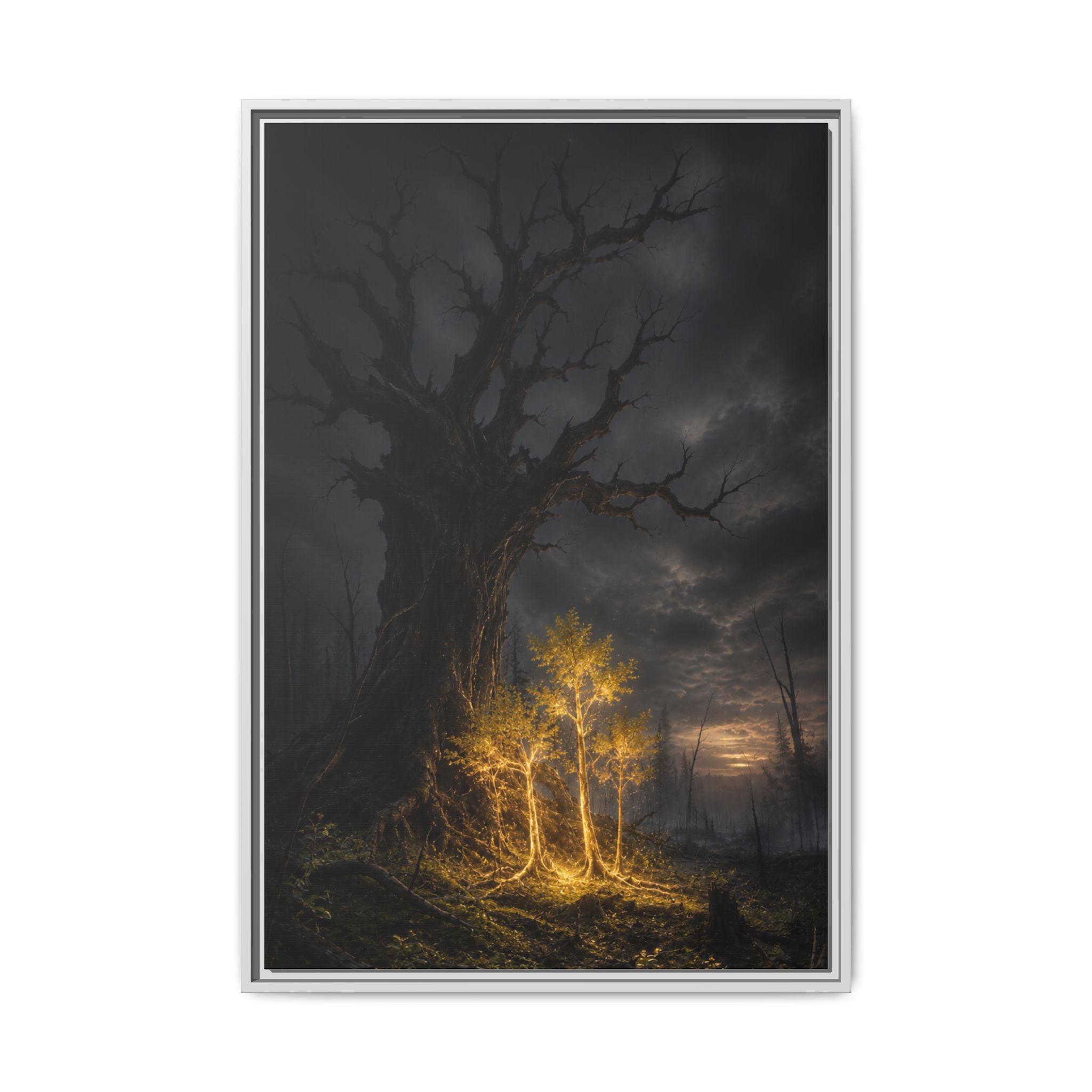 Framed Matte Canvas — Glowing Enchanted Tree Wall Art