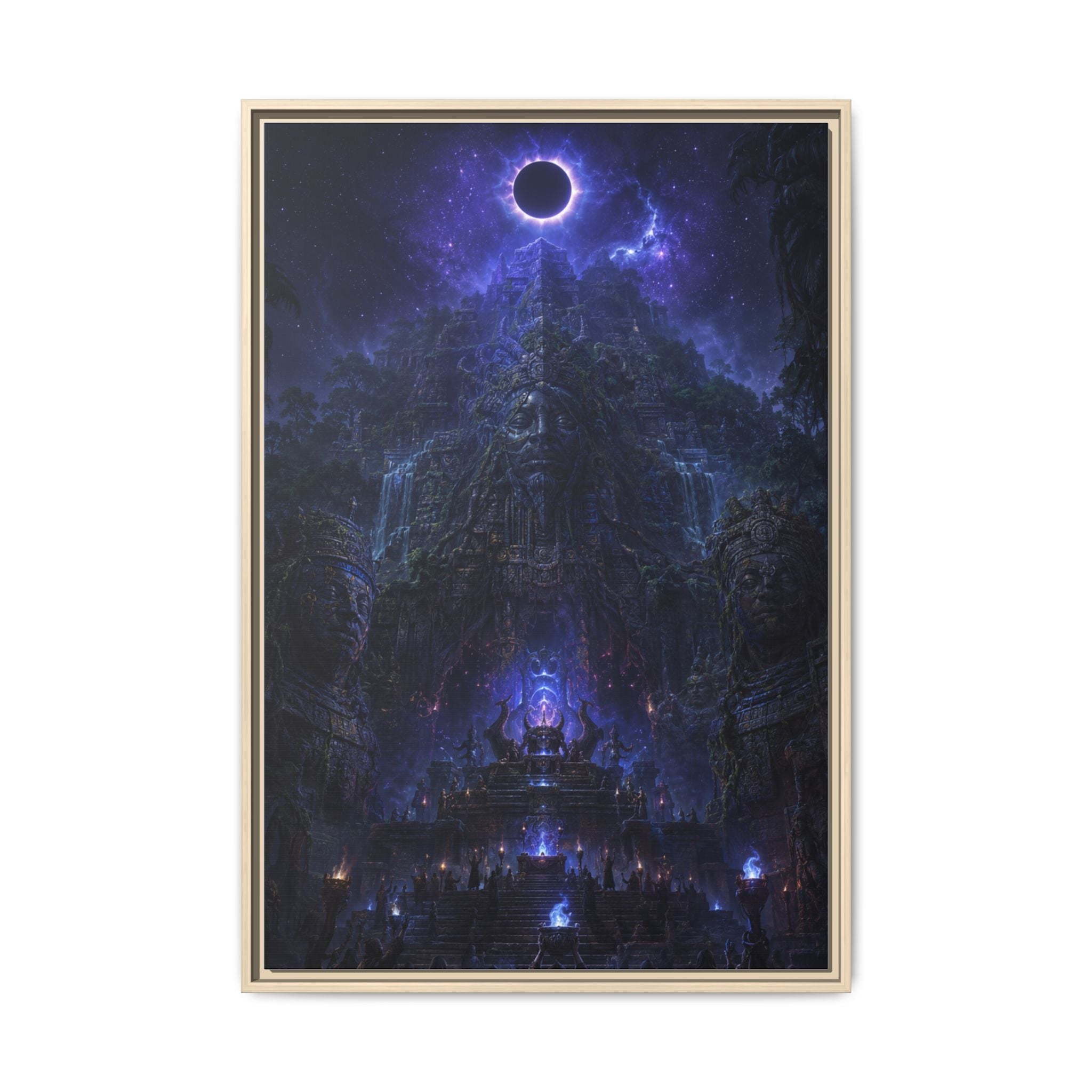 Dark Fantasy Canvas Print — Eclipse Over Mystic Citadel (Framed Matte)