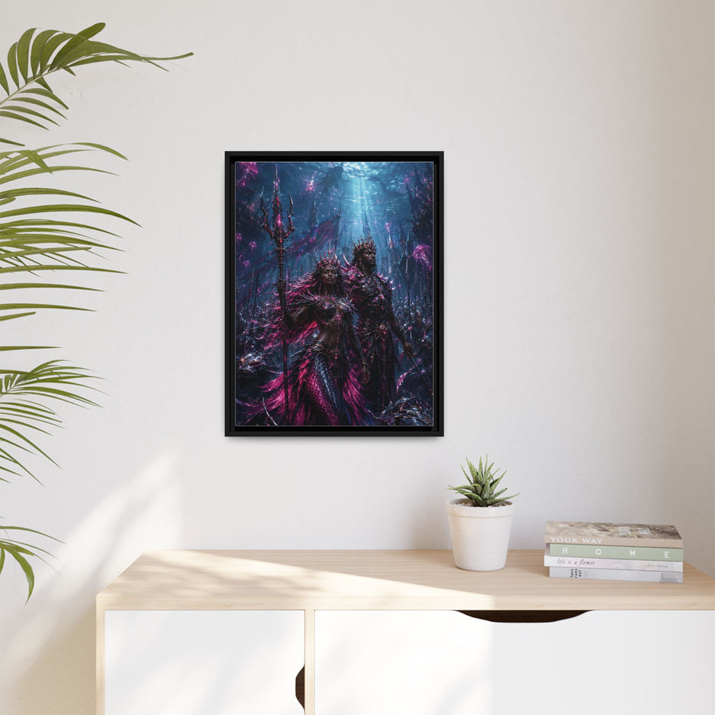 Framed Matte Canvas Print — Mystical Underwater King & Queen Artwork