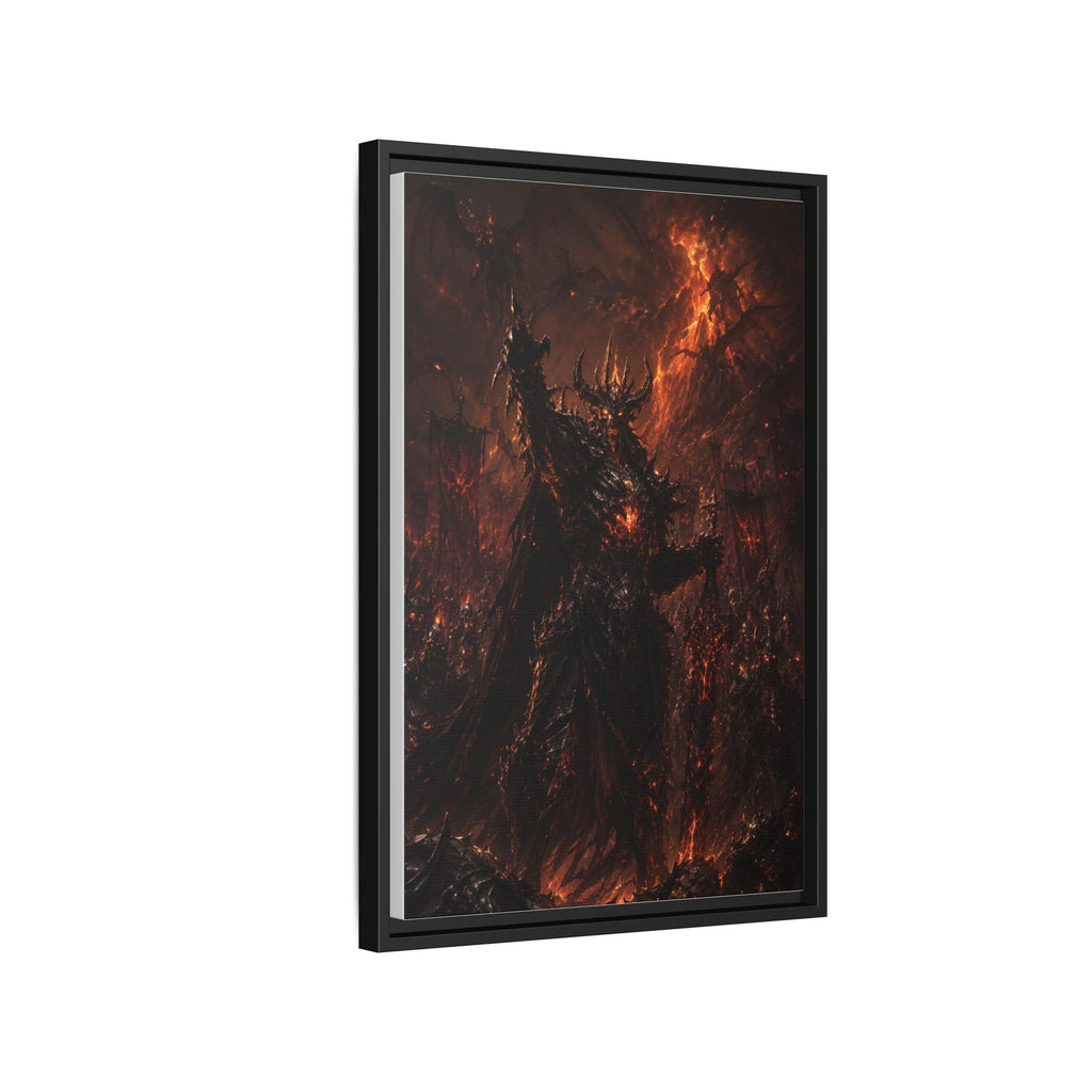 Framed Matte Canvas: Infernal Dark Lord Fantasy Wall Art