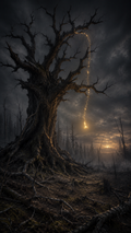 Fine Art Paper Print — Moody Gothic Tree with Falling Lanterns Wall Art
