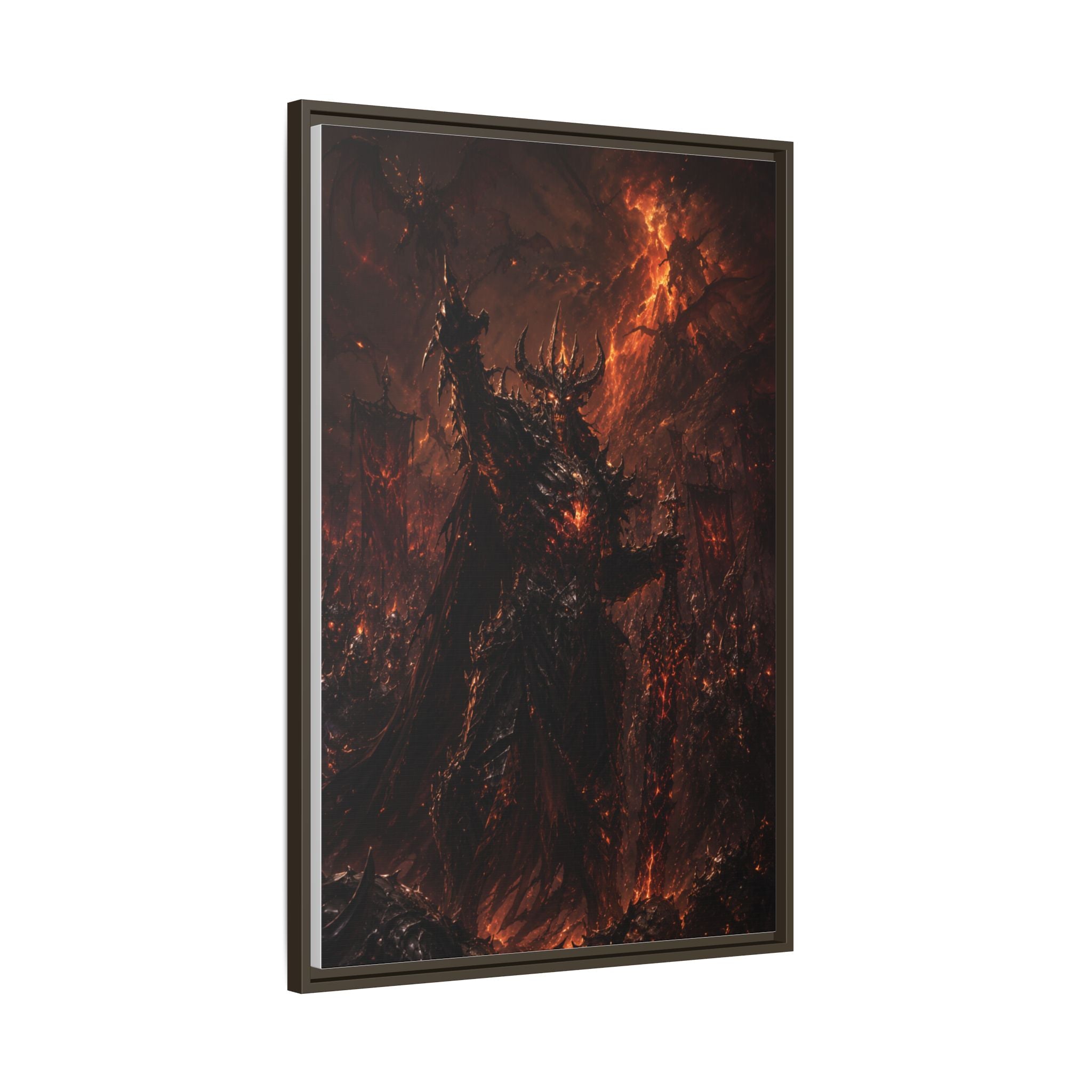 Framed Matte Canvas: Infernal Dark Lord Fantasy Wall Art
