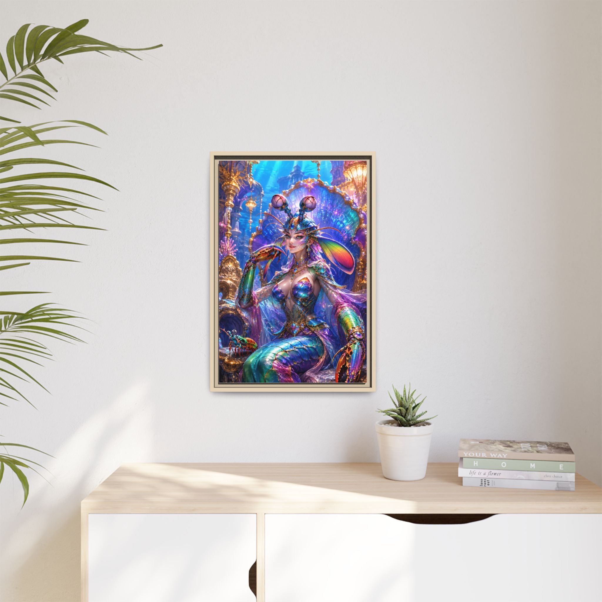 Mermaid Queen Framed Matte Canvas Art — Vibrant Fantasy Underwater Wall Decor