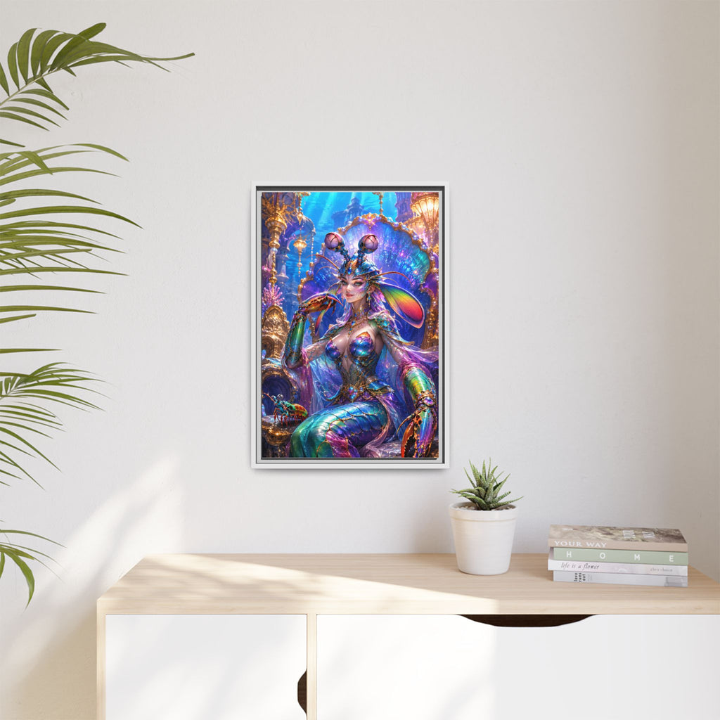 Mermaid Queen Framed Matte Canvas Art — Vibrant Fantasy Underwater Wall Decor