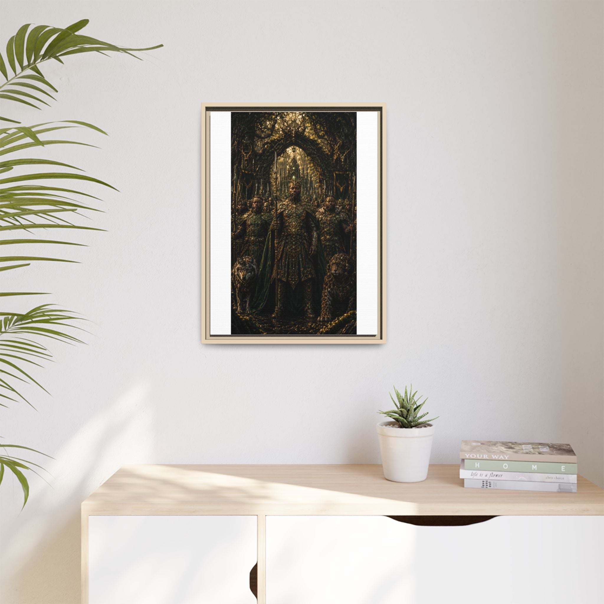 Framed Matte Canvas — Regal Fantasy King in Ornate Armor
