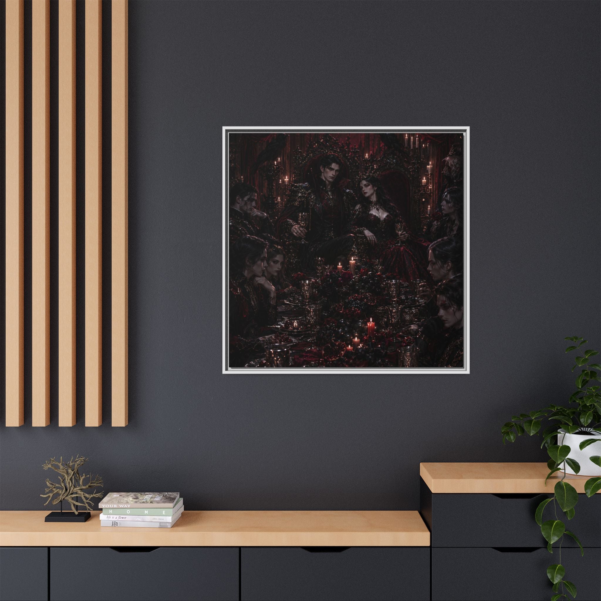 Gothic Victorian Dinner Party Matte Framed Canvas
