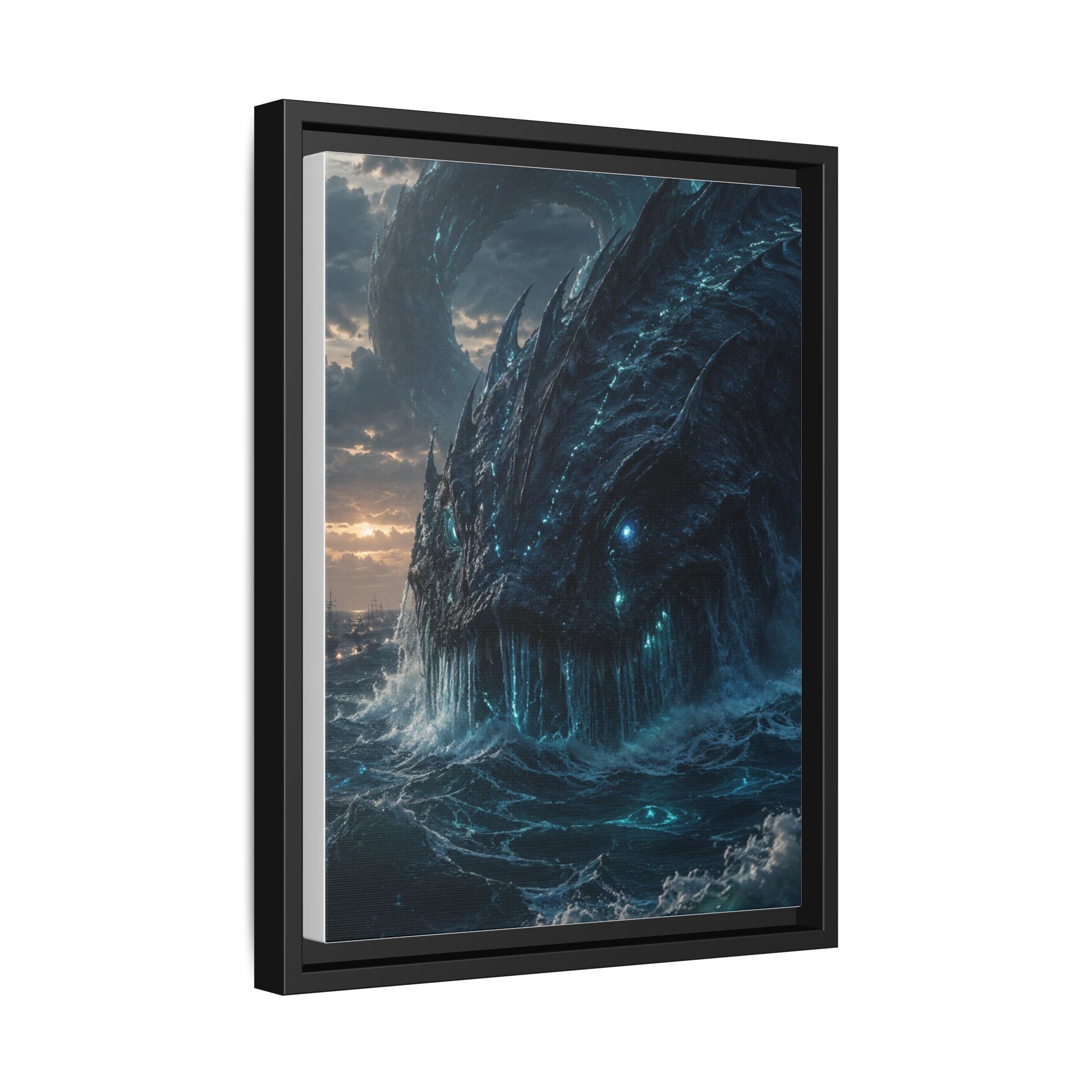 Framed Matte Canvas - Mythic Sea Leviathan Wall Art
