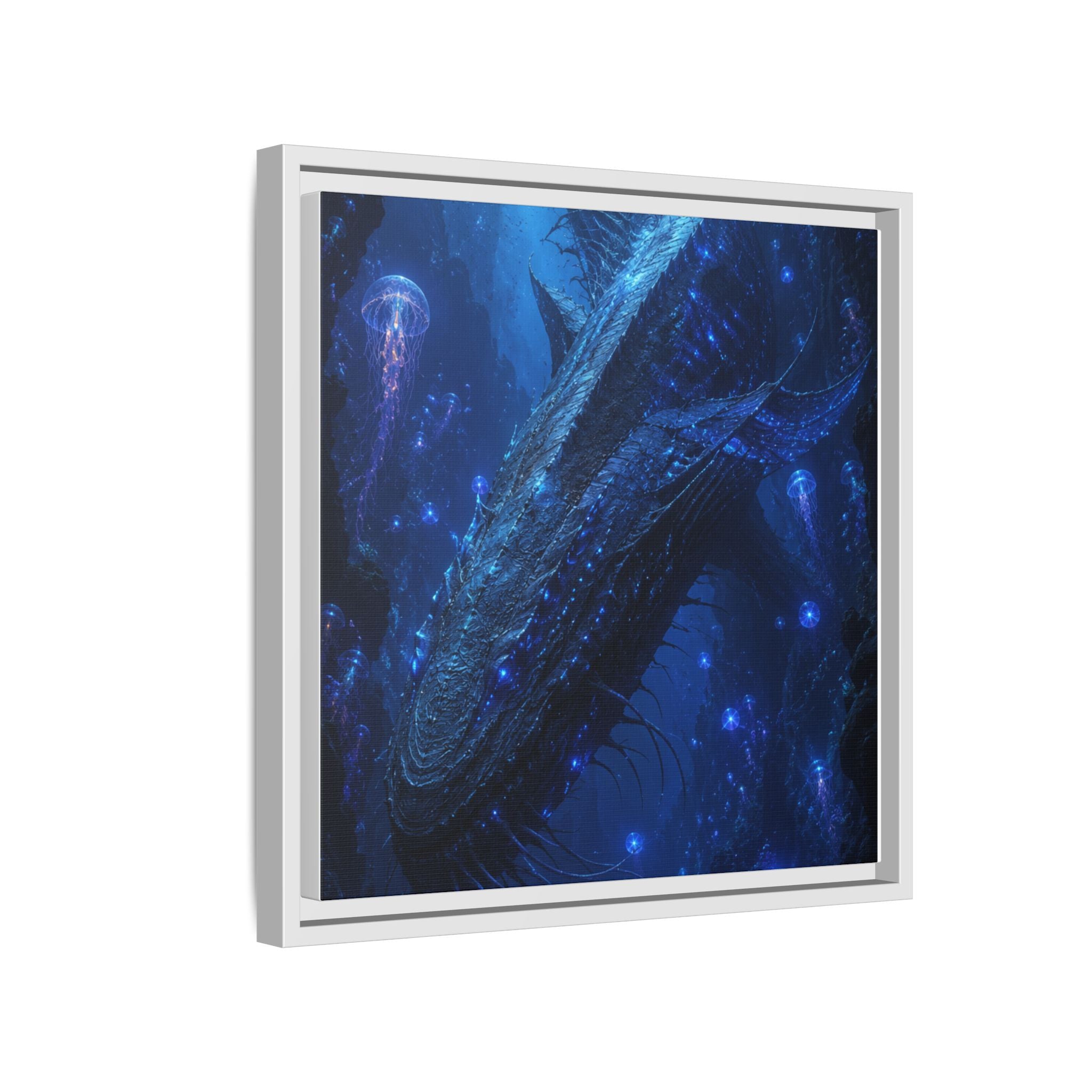 Framed Matte Canvas Art - Deep Sea Leviathan Fantasy Print