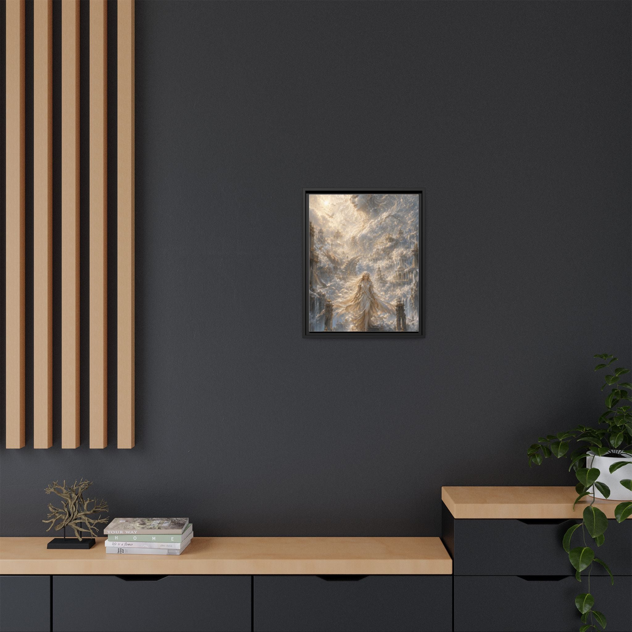 Ethereal Goddess Matte Framed Canvas Art — Dreamlike Fantasy Wall Decor