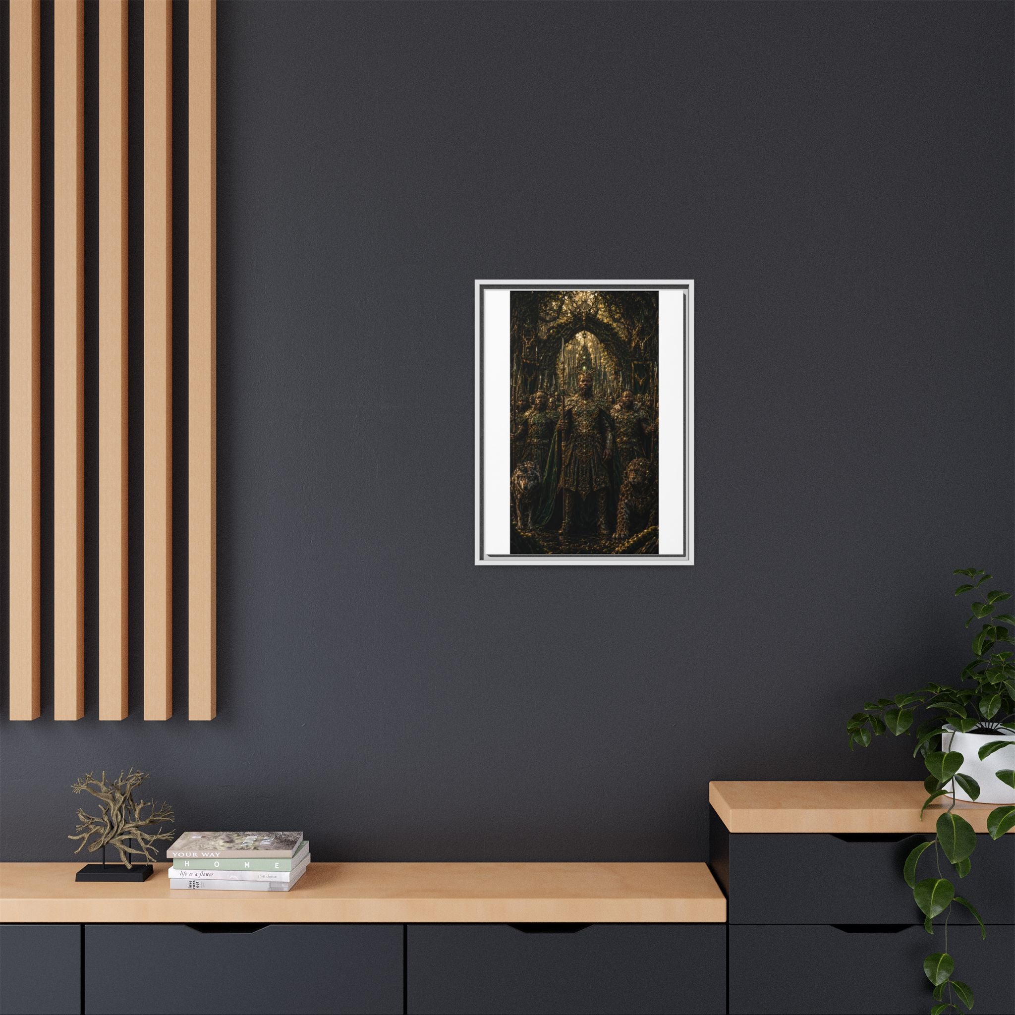 Framed Matte Canvas — Regal Fantasy King in Ornate Armor