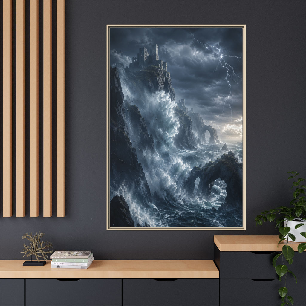 Framed Matte Canvas - Stormy Ocean Fantasy Wall Art