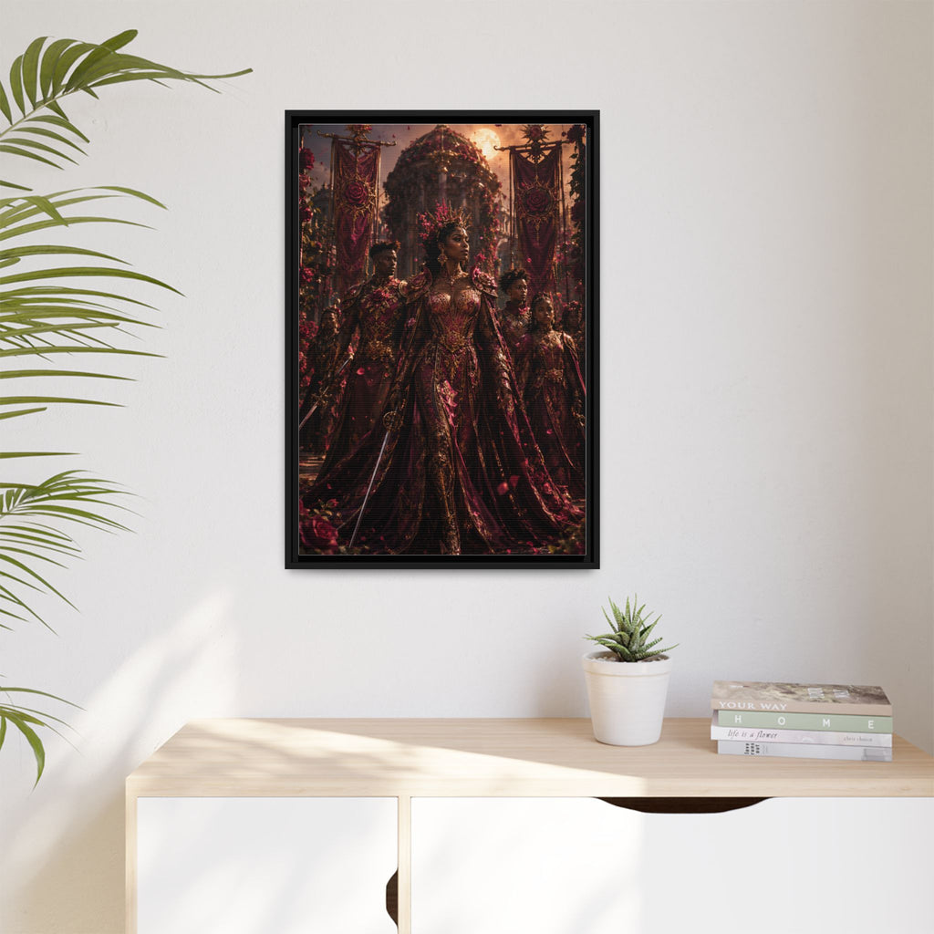 Framed Matte Canvas Art — Regal Fantasy Queen Portrait